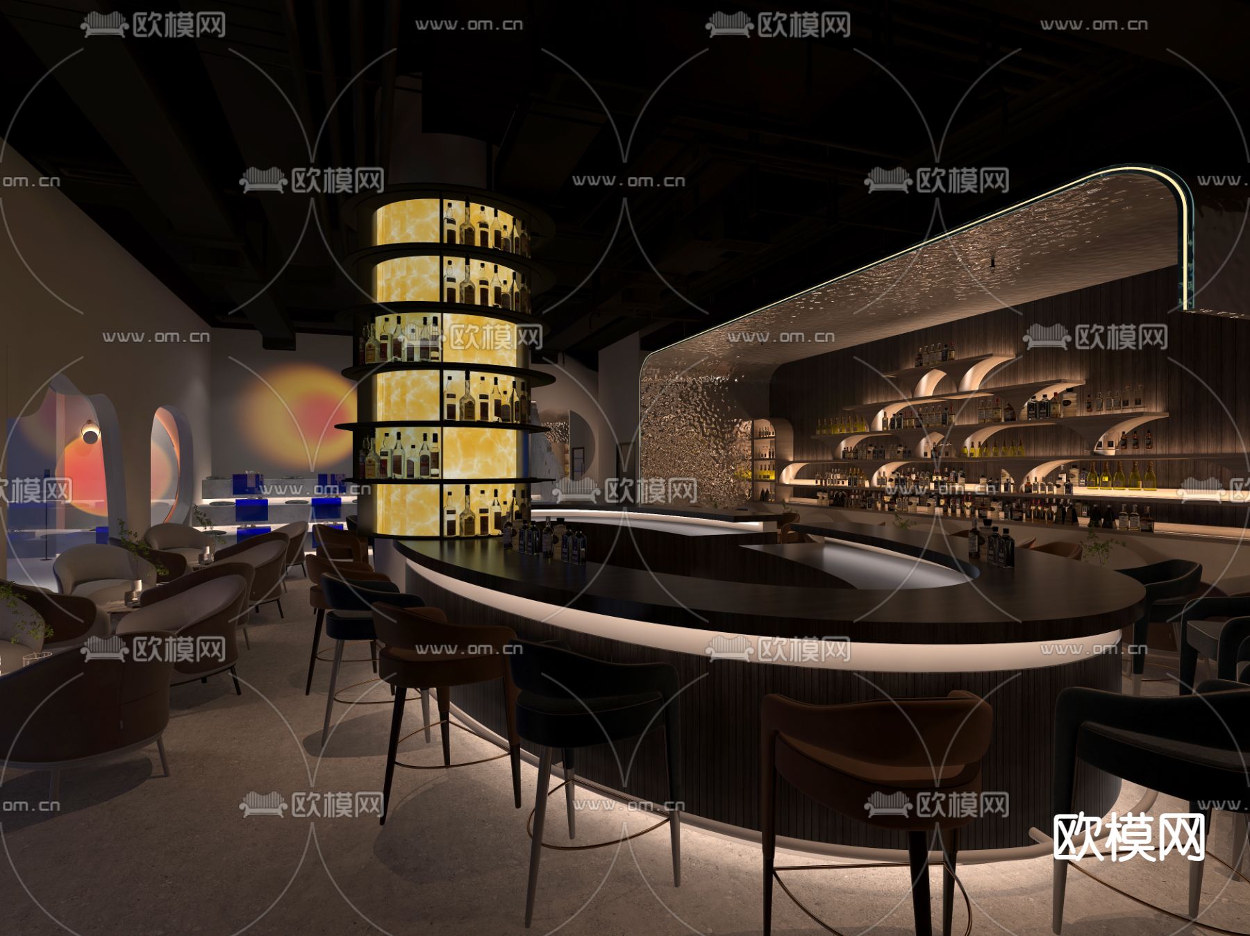 现代酒吧 清吧3d模型下载（渲染图1）
