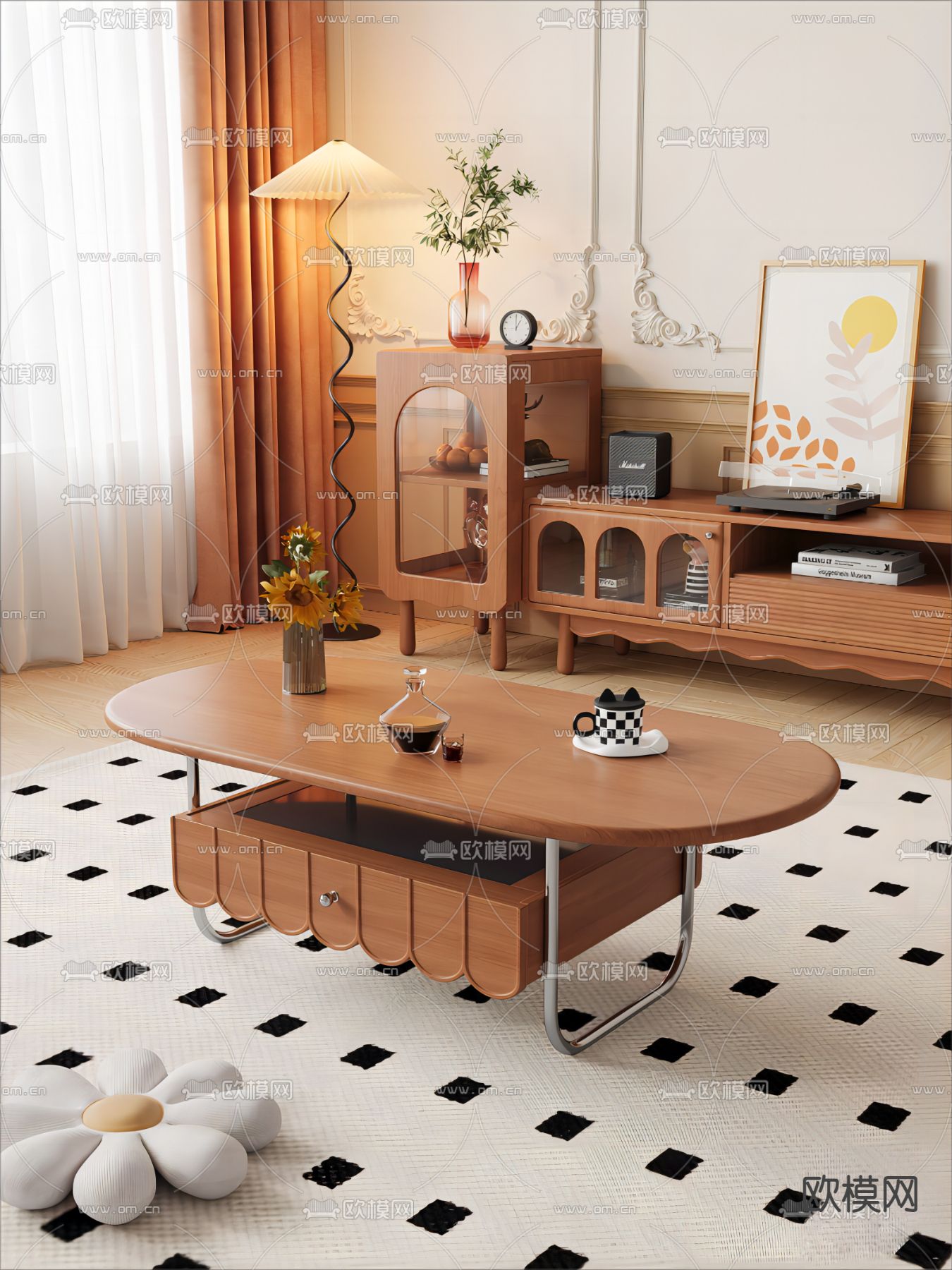 法式茶几3d模型下载