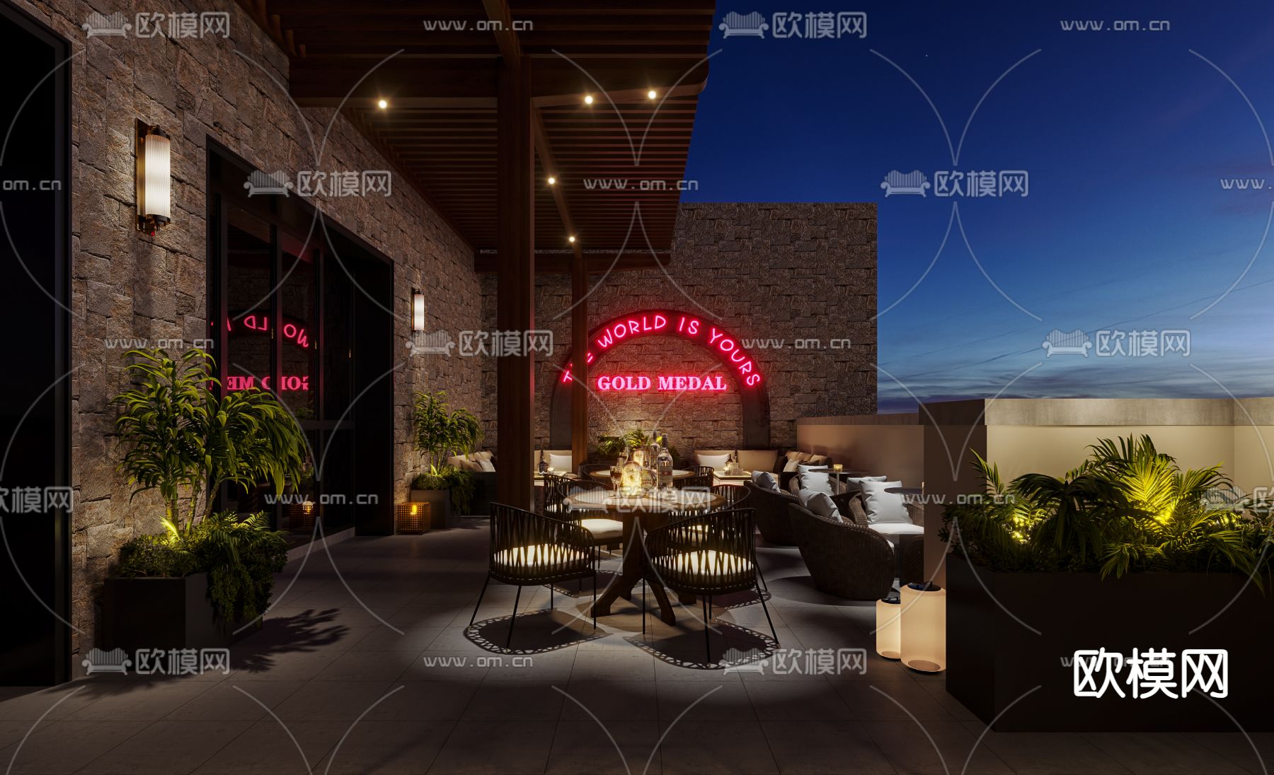 音乐餐吧 露天餐厅3d模型下载