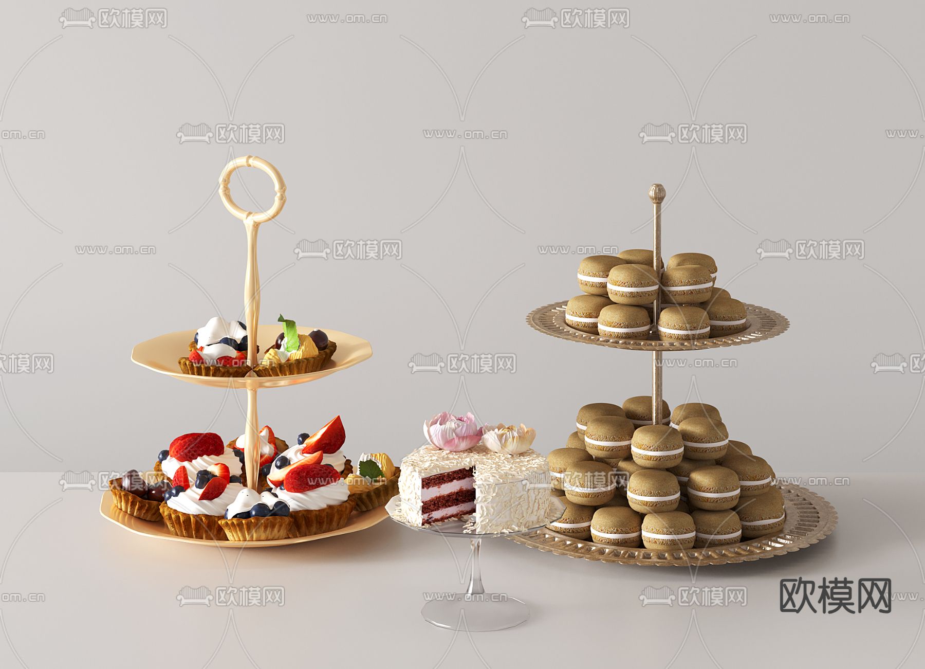托盘 糕点盘 蛋糕su模型下载（渲染图2）