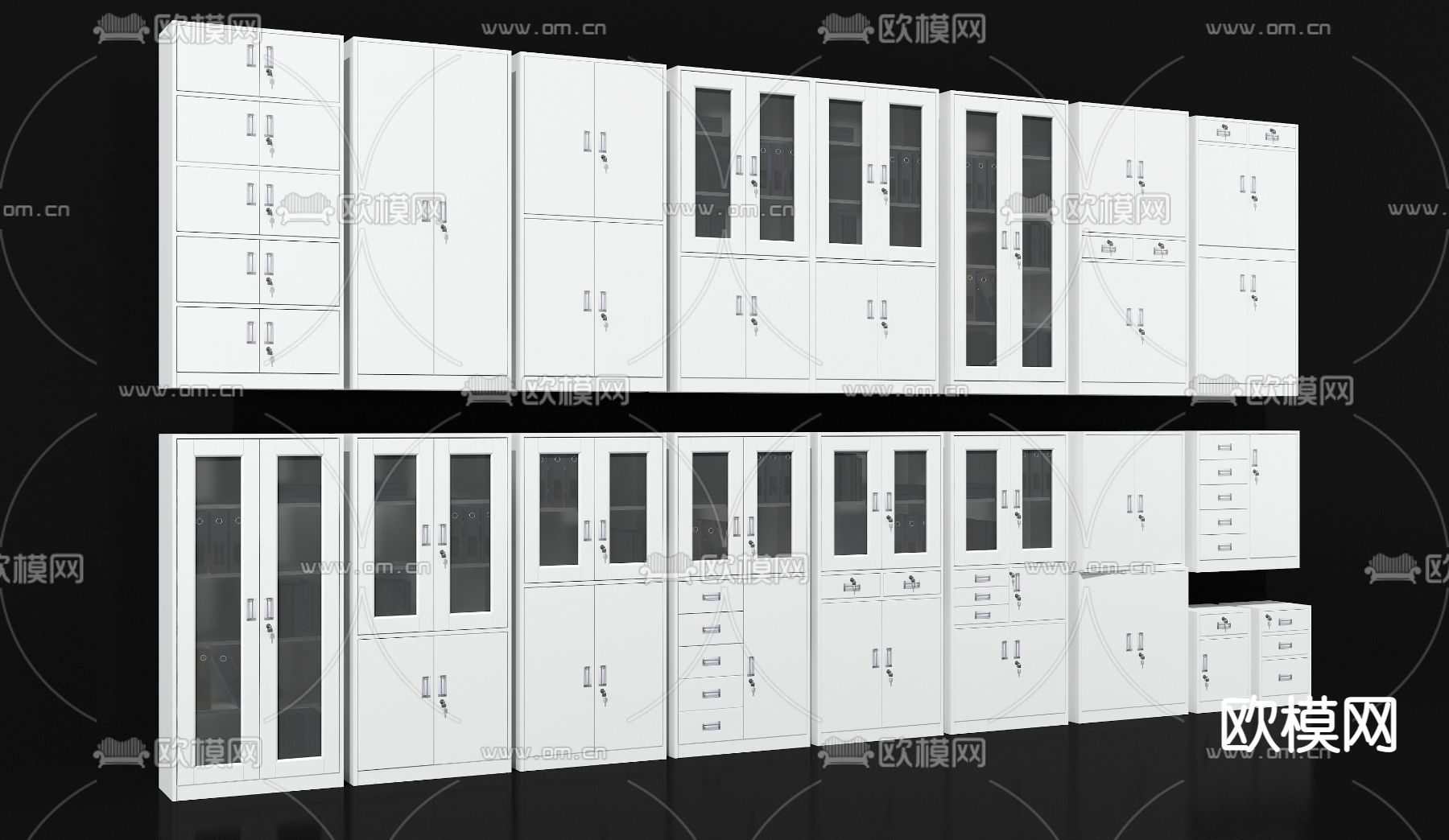 办公文件柜 资料柜3d模型下载（渲染图1）