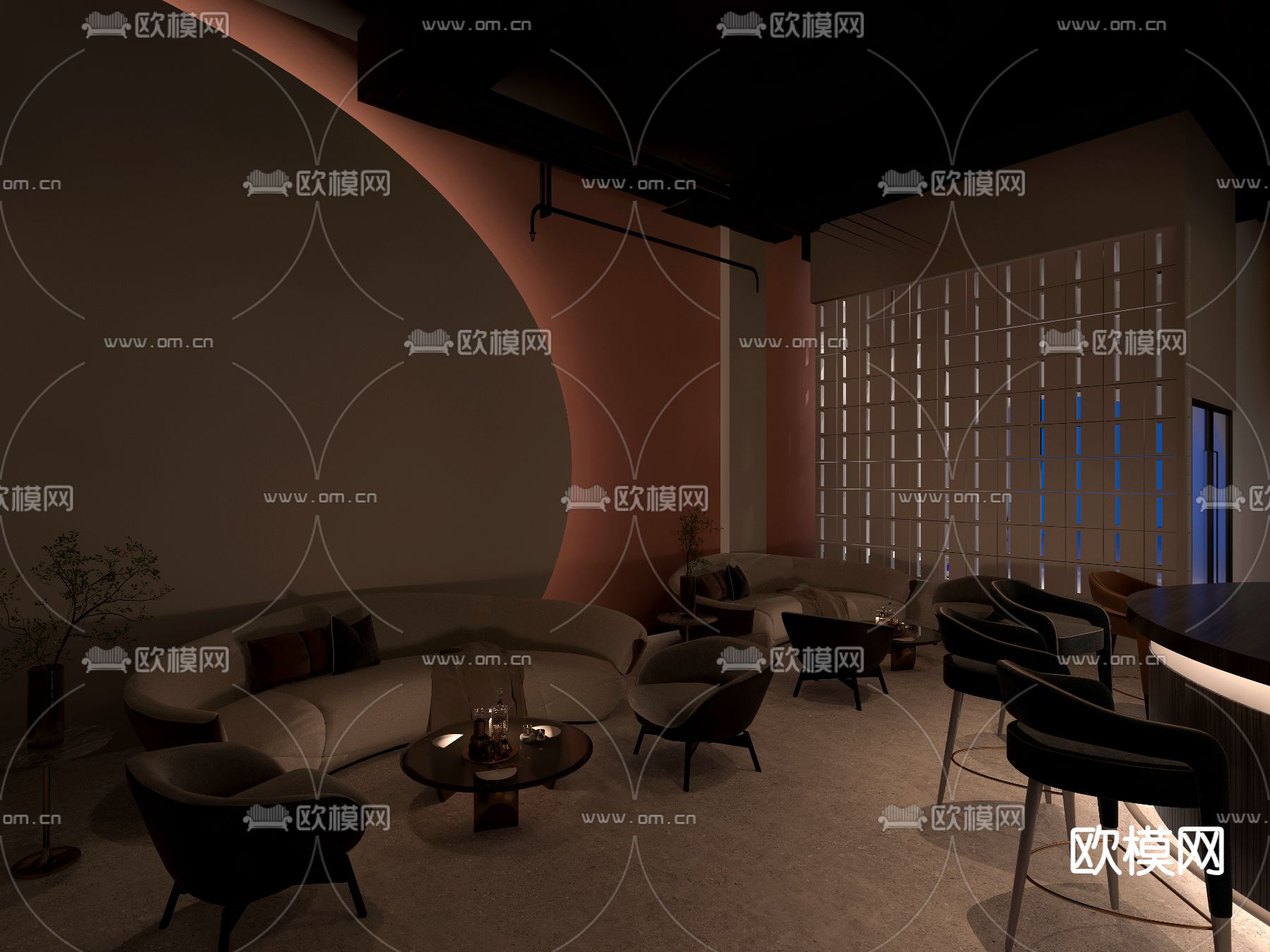 现代酒吧 清吧3d模型下载（渲染图4）