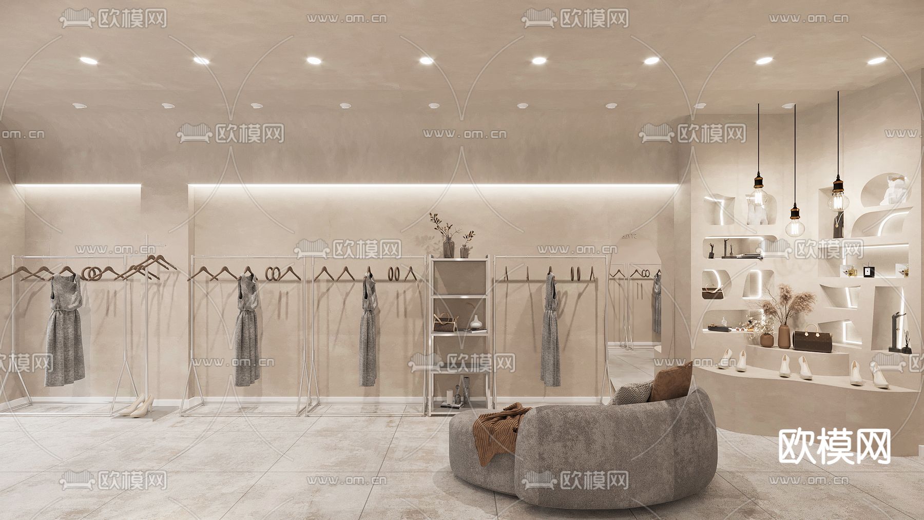 侘寂服装店3d模型下载（渲染图3）