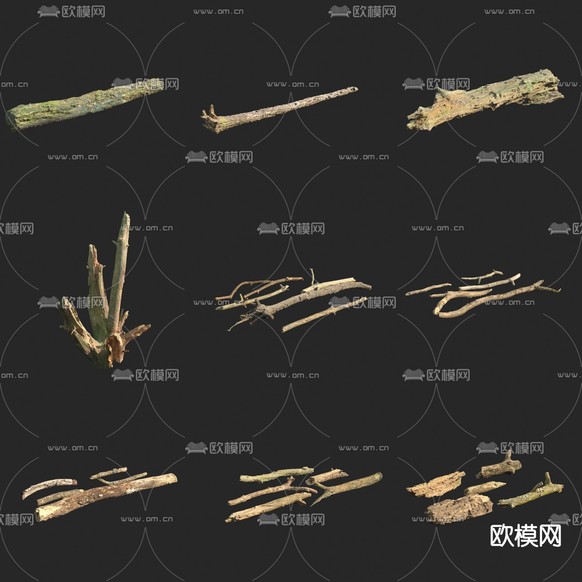 腐木 朽木 枯树桩 枯树枝3d模型下载_ID15275575_3dmax免费模型-欧模网