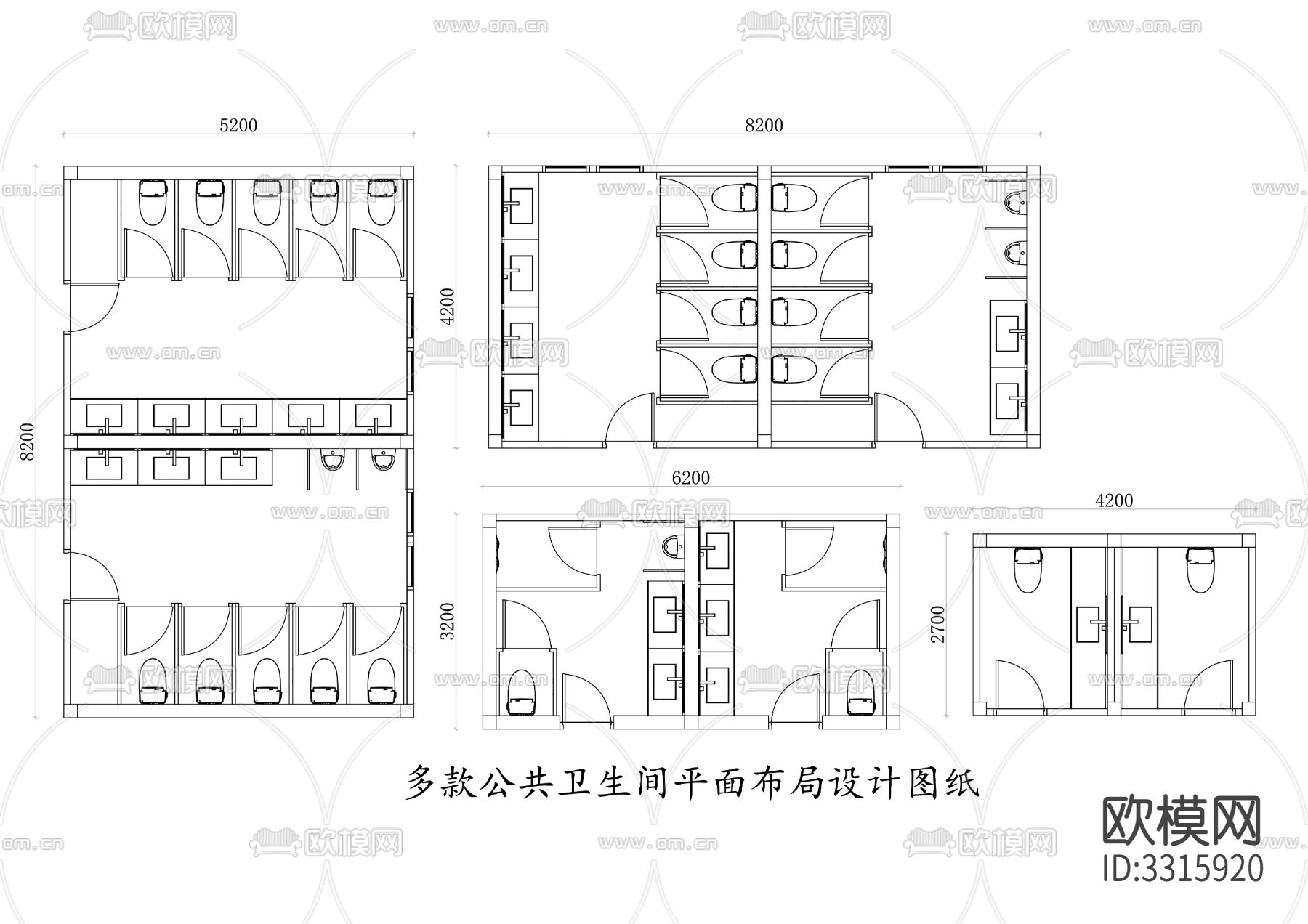 多款公共卫生间cad平面图下载