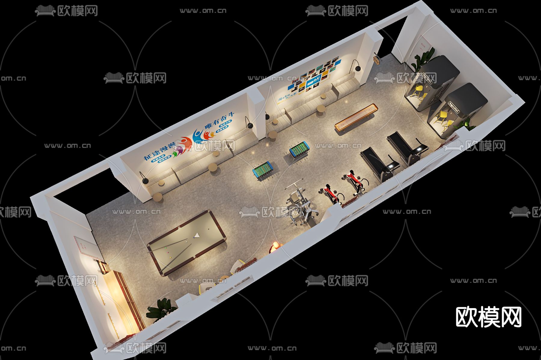 现代健身房3d模型下载（渲染图3）