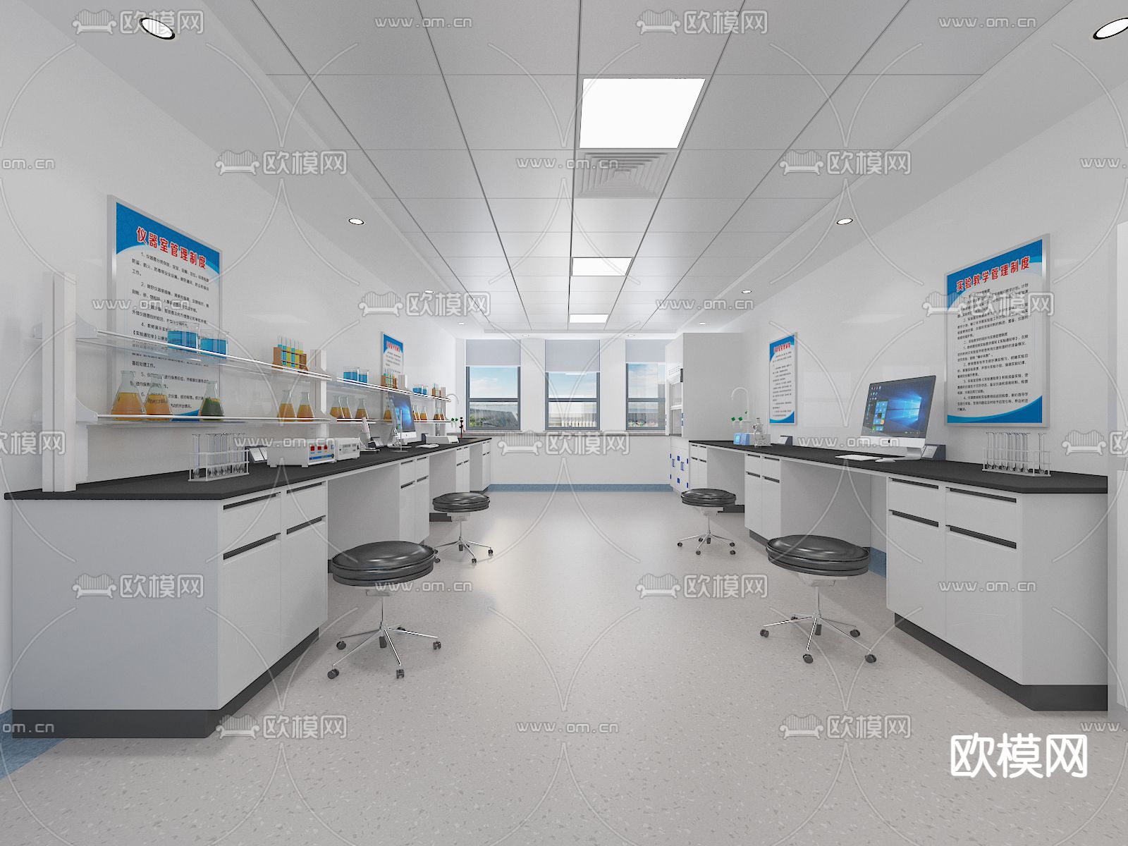 现代实验室su模型下载（渲染图2）