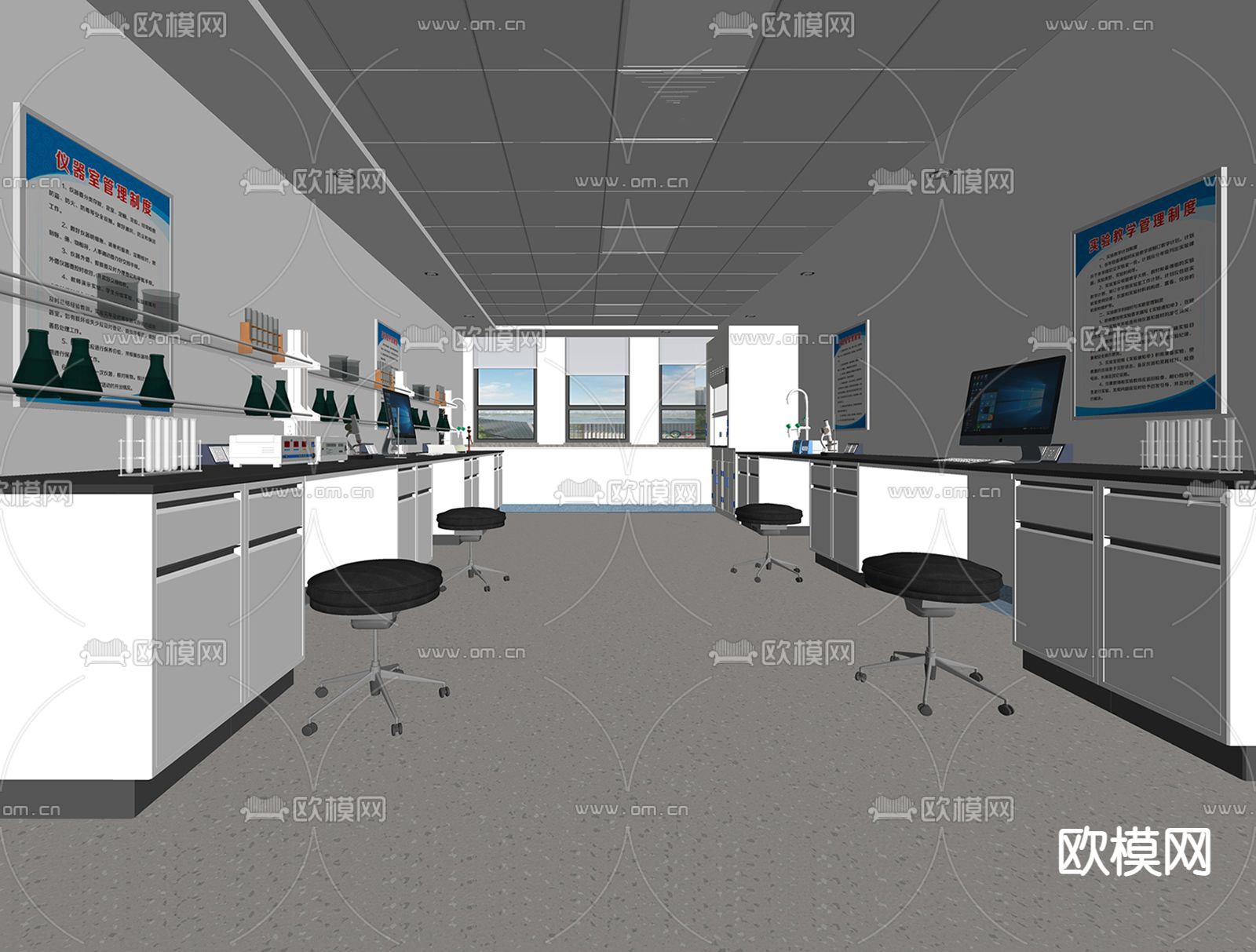 现代实验室su模型下载（渲染图1）