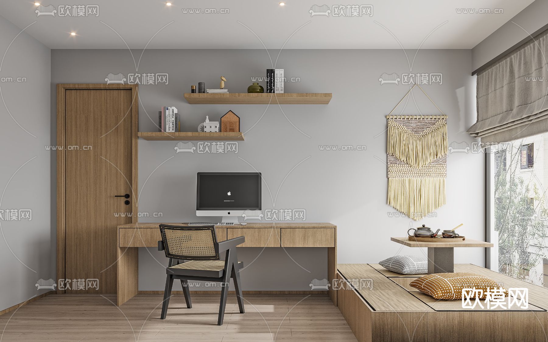 日式 榻榻米卧室 次卧3d模型下载