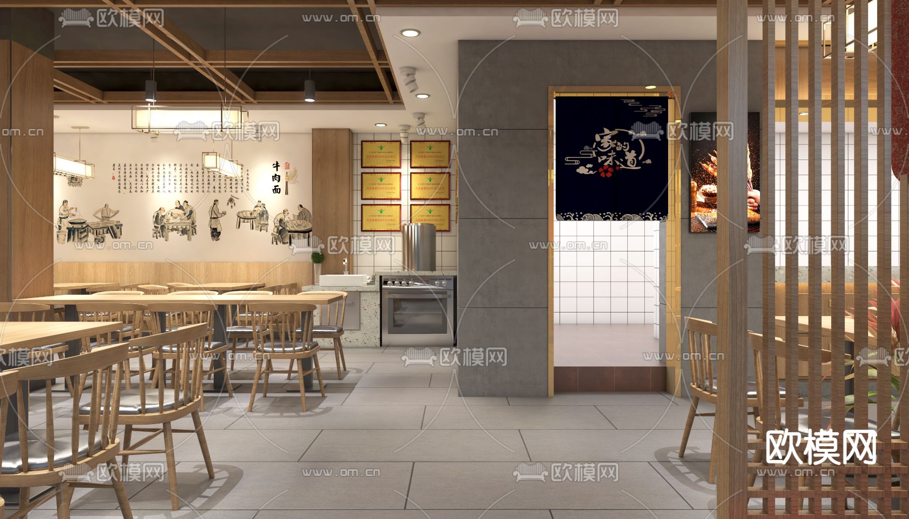 兰州拉面馆3d模型下载（渲染图2）