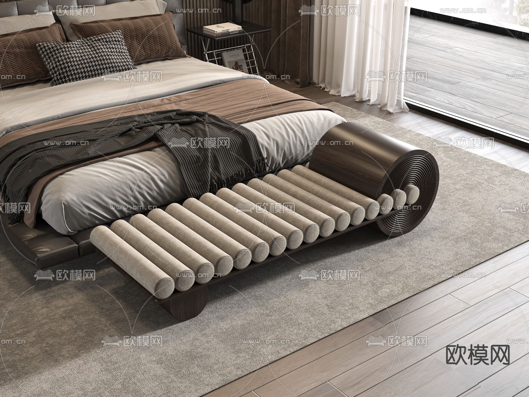 脚踏 床尾凳3d模型下载