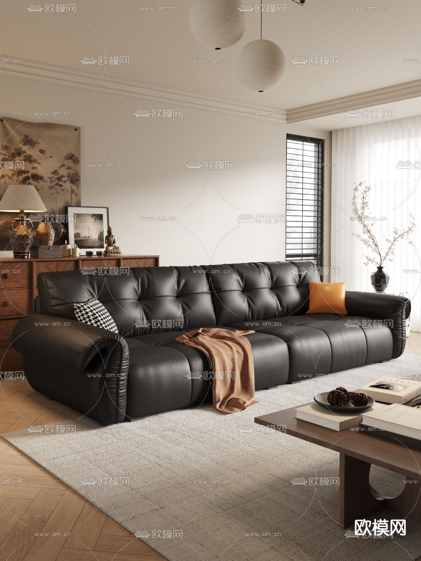 中古风多人沙发3d模型下载