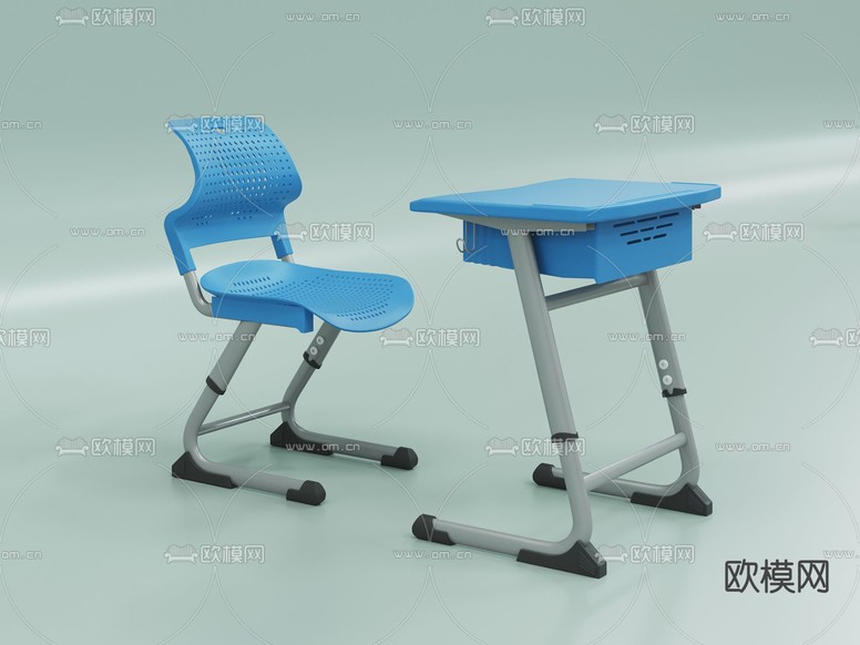 学习桌 儿童桌椅 课桌椅3d模型下载