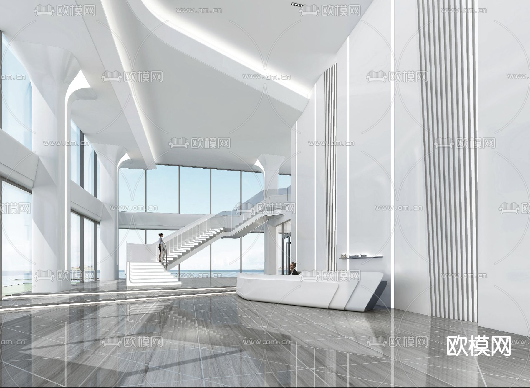 办公大堂 写字楼大堂3d模型下载（渲染图3）