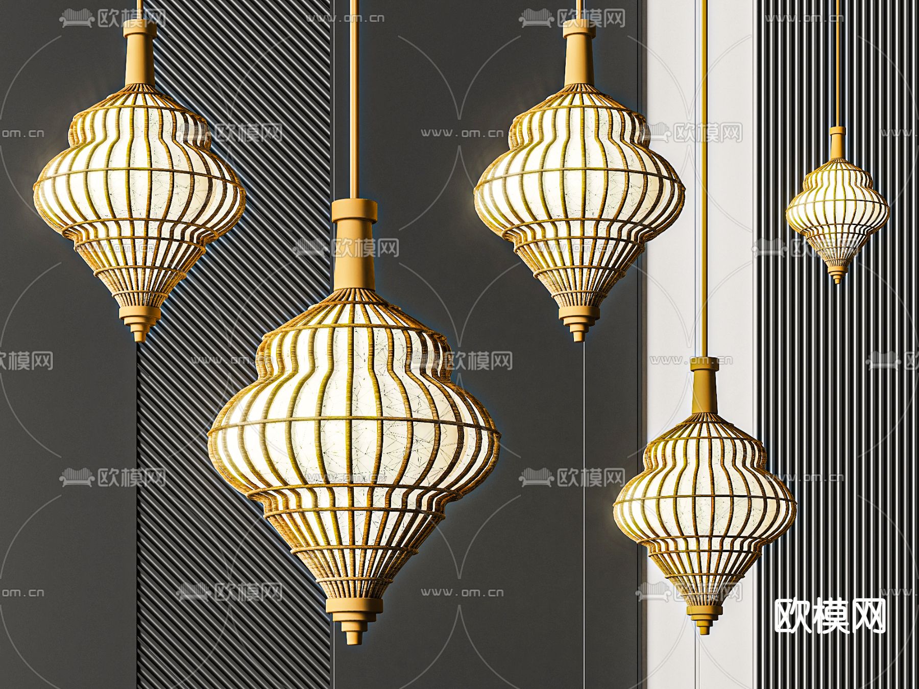 东南亚吊灯 竹编吊灯3d模型下载