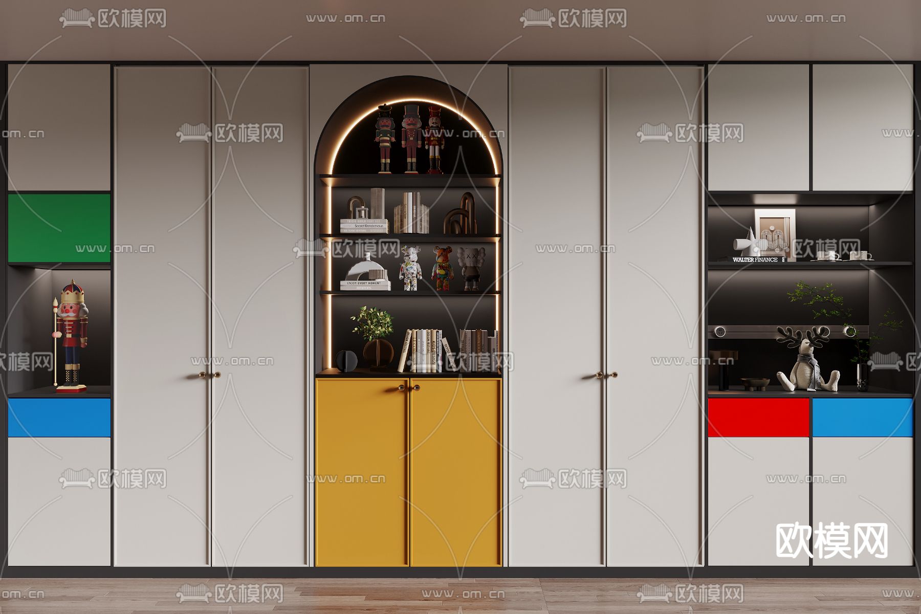 现代装饰柜 置物架3d模型下载