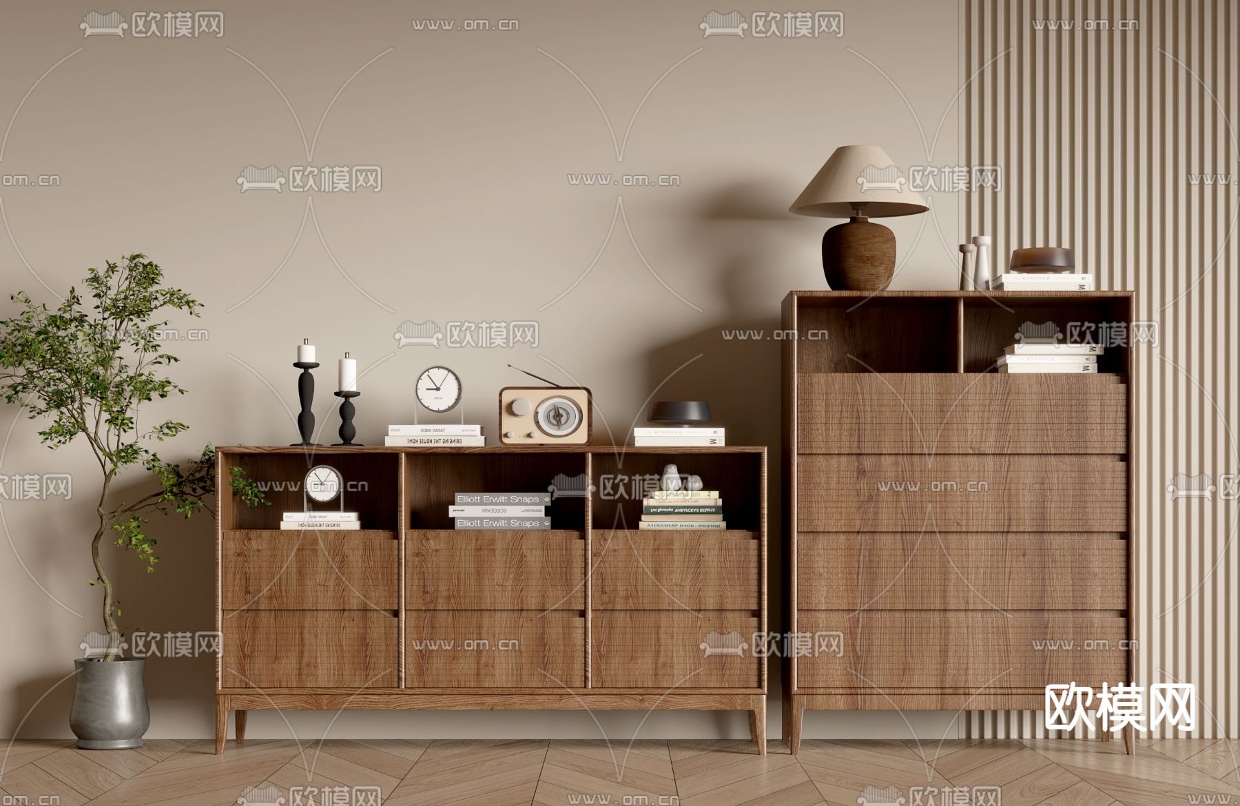 侘寂边柜 斗柜3d模型下载