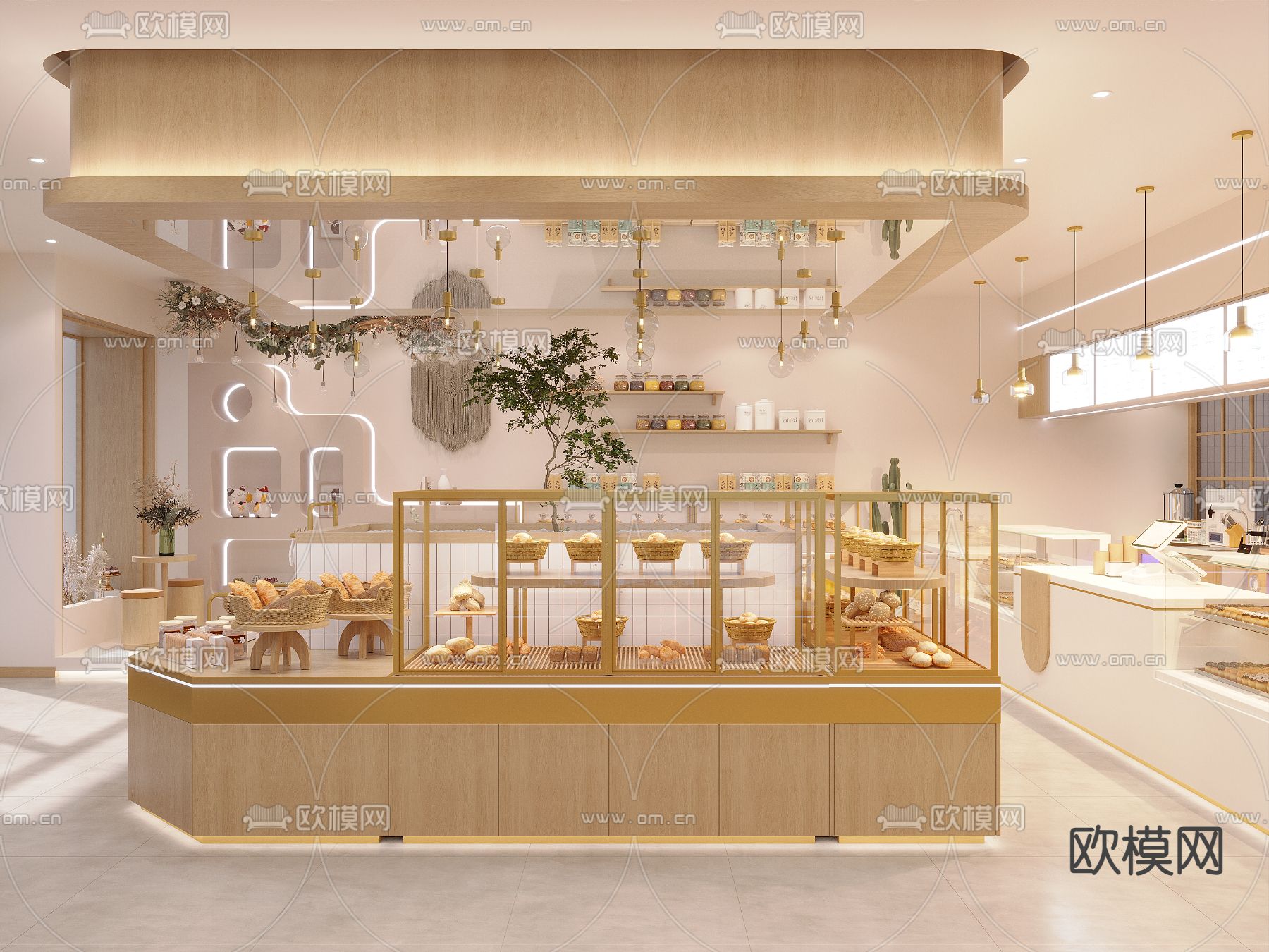 侘寂风甜品店 面包店3d模型下载（渲染图1）