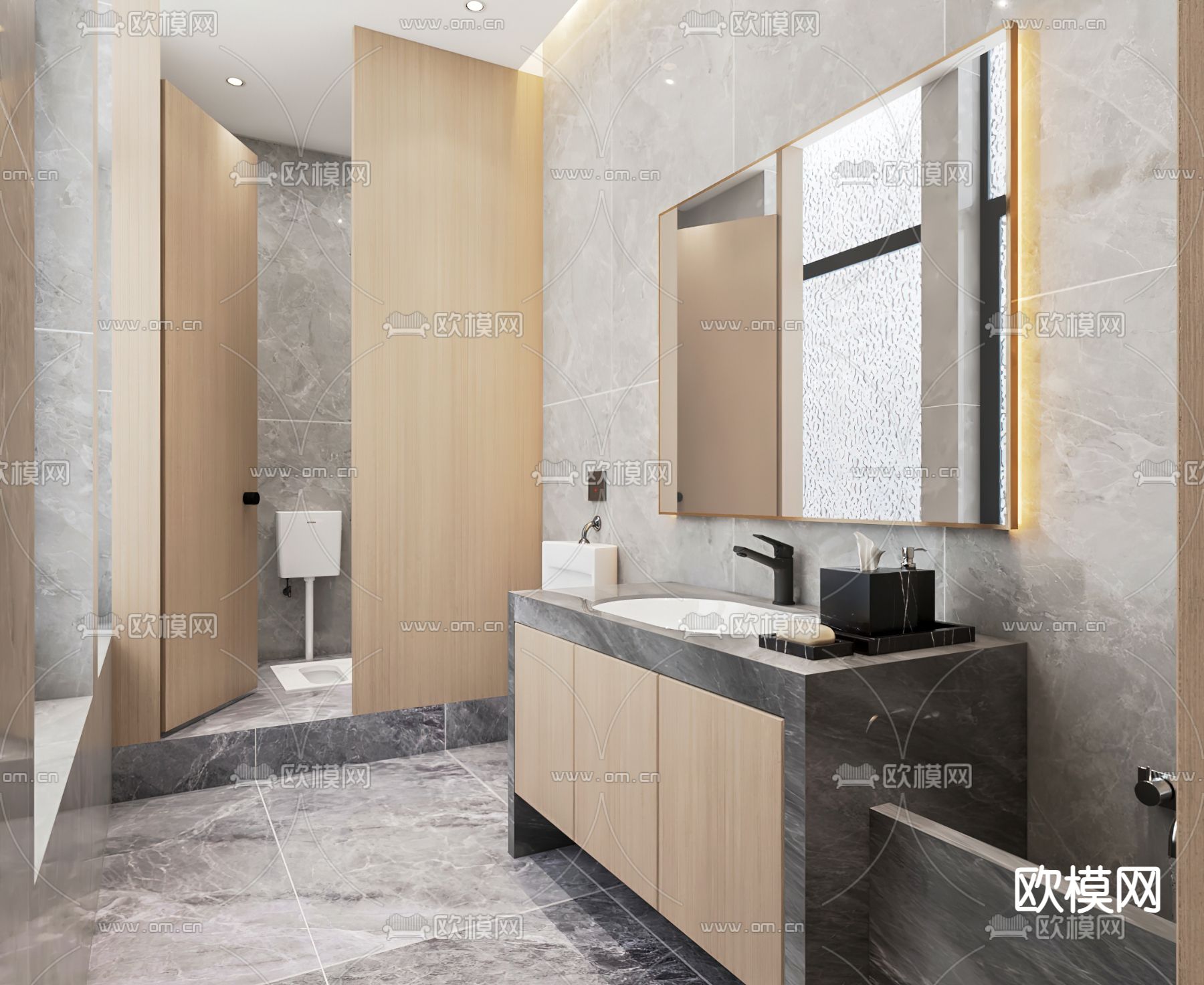 办公室洗手间 男厕3d模型下载（渲染图2）