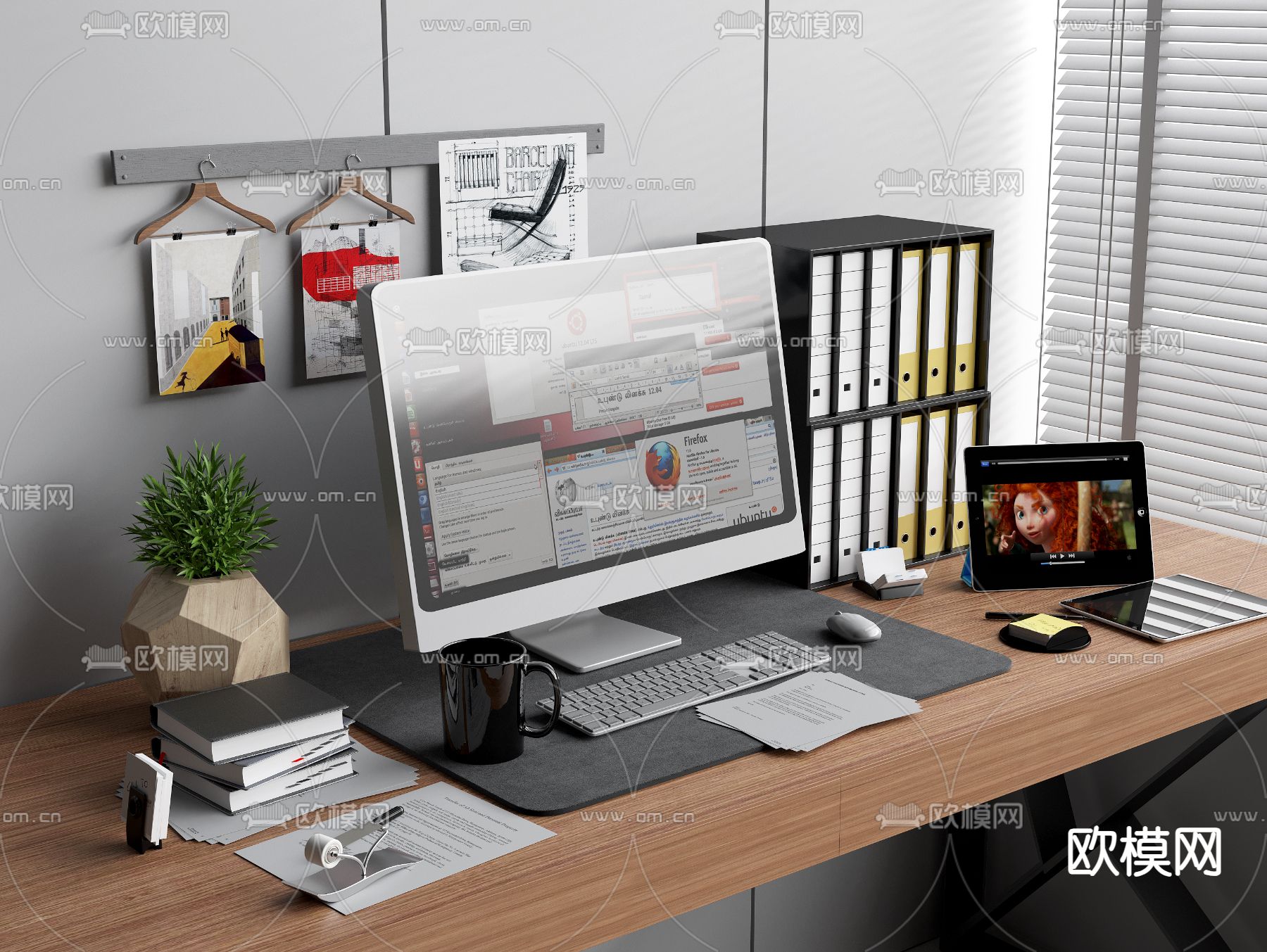 电脑 文具 键盘 文件归纳夹su模型下载（渲染图2）