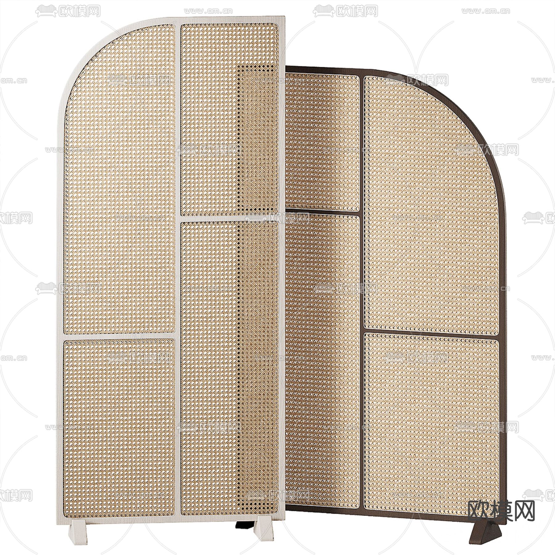 北欧屏风 藤编屏风3d模型下载
