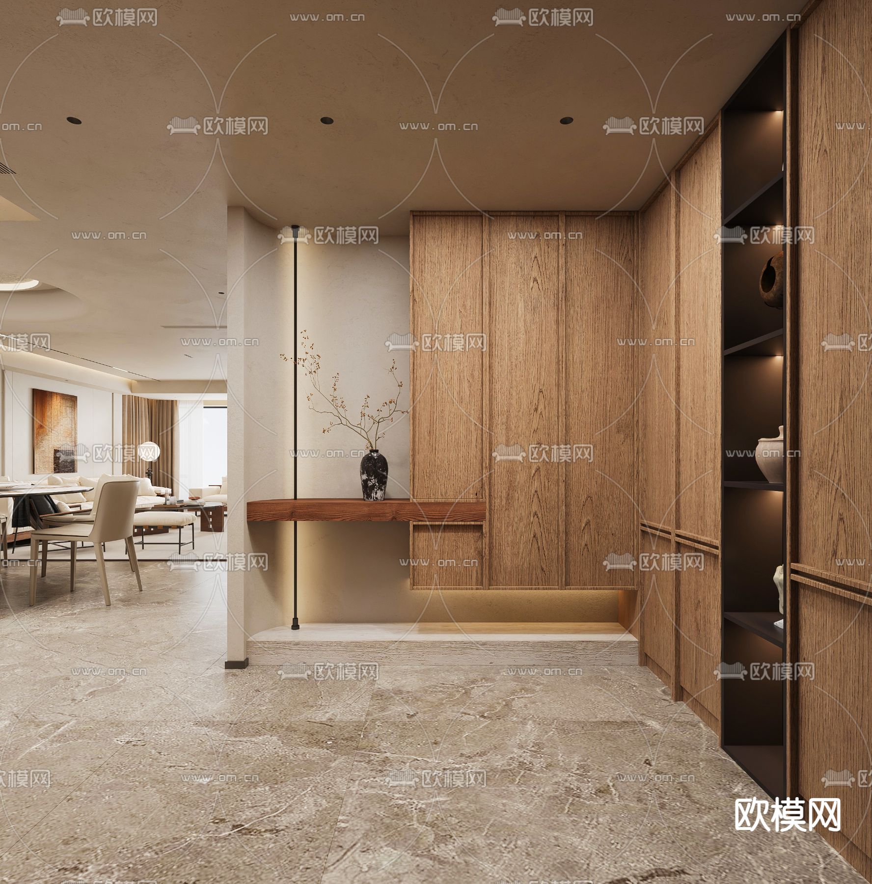 中古风入户玄关3d模型下载