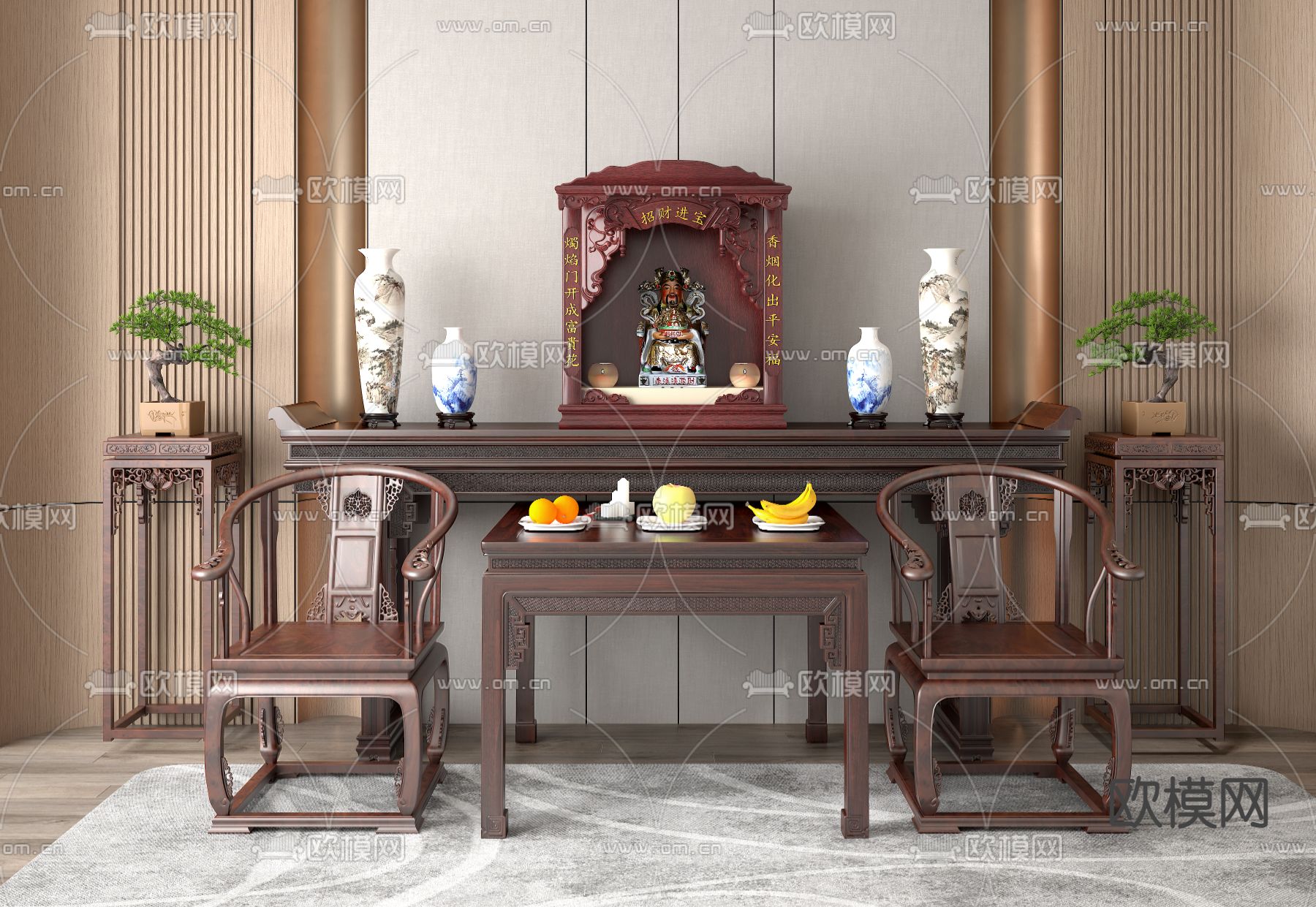 中式佛台 佛龛 神龛 神柜3d模型下载