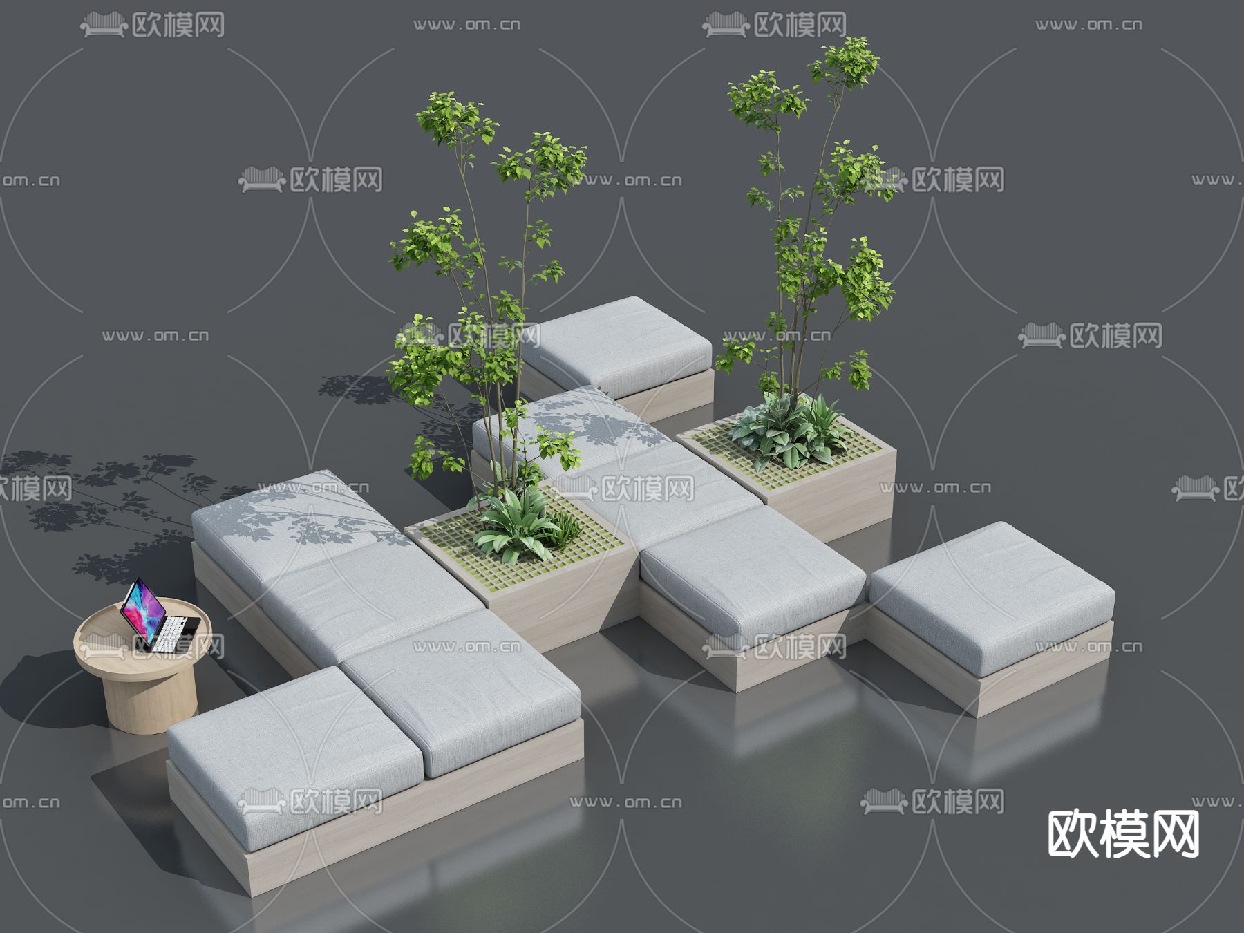 卡座沙发 树池沙发 拼接沙发3d模型下载