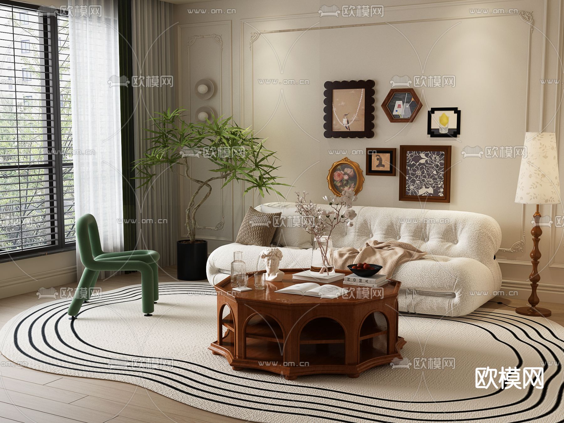 法式沙发茶几 休闲沙发3d模型下载