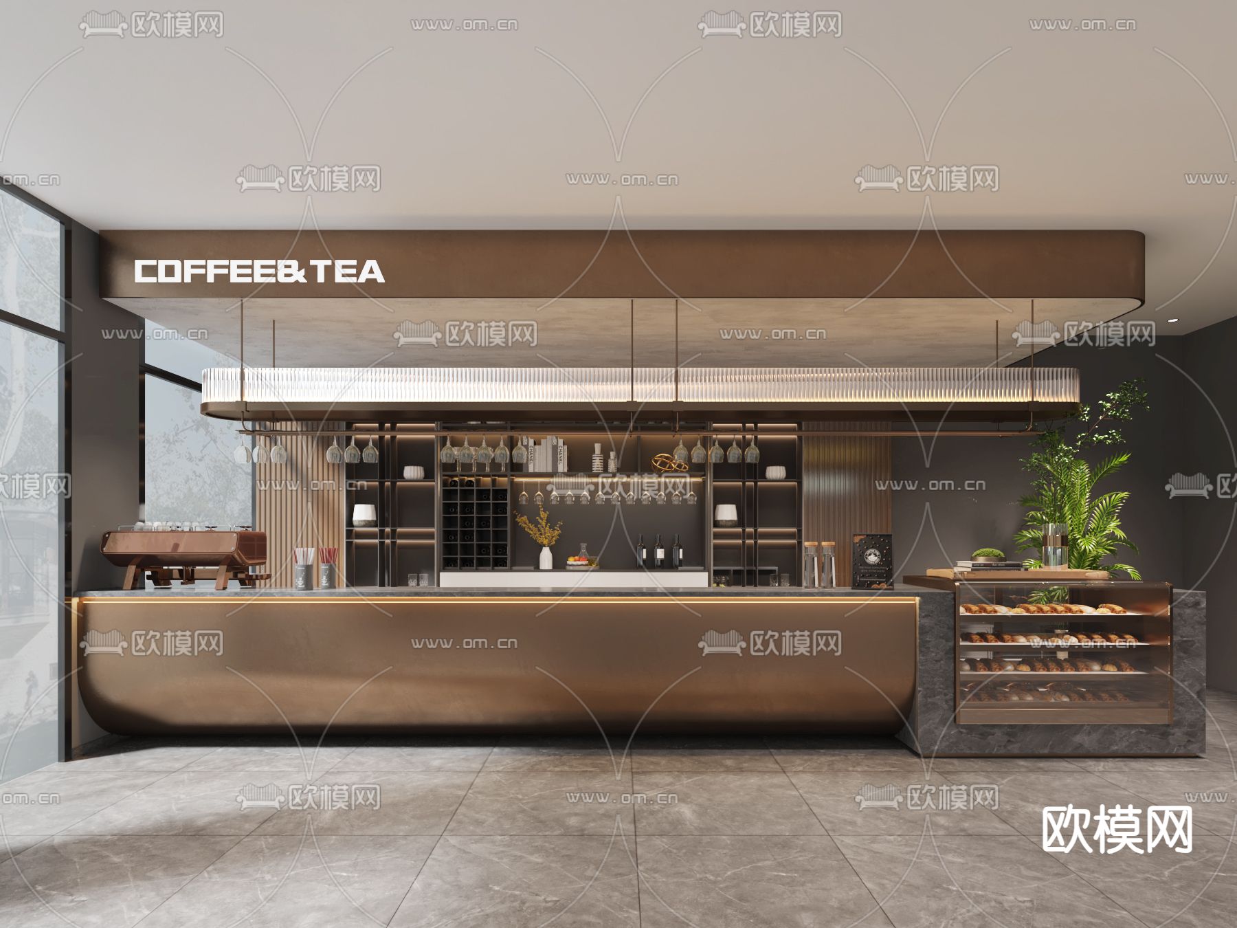 咖啡店 茶吧台su模型下载（渲染图2）