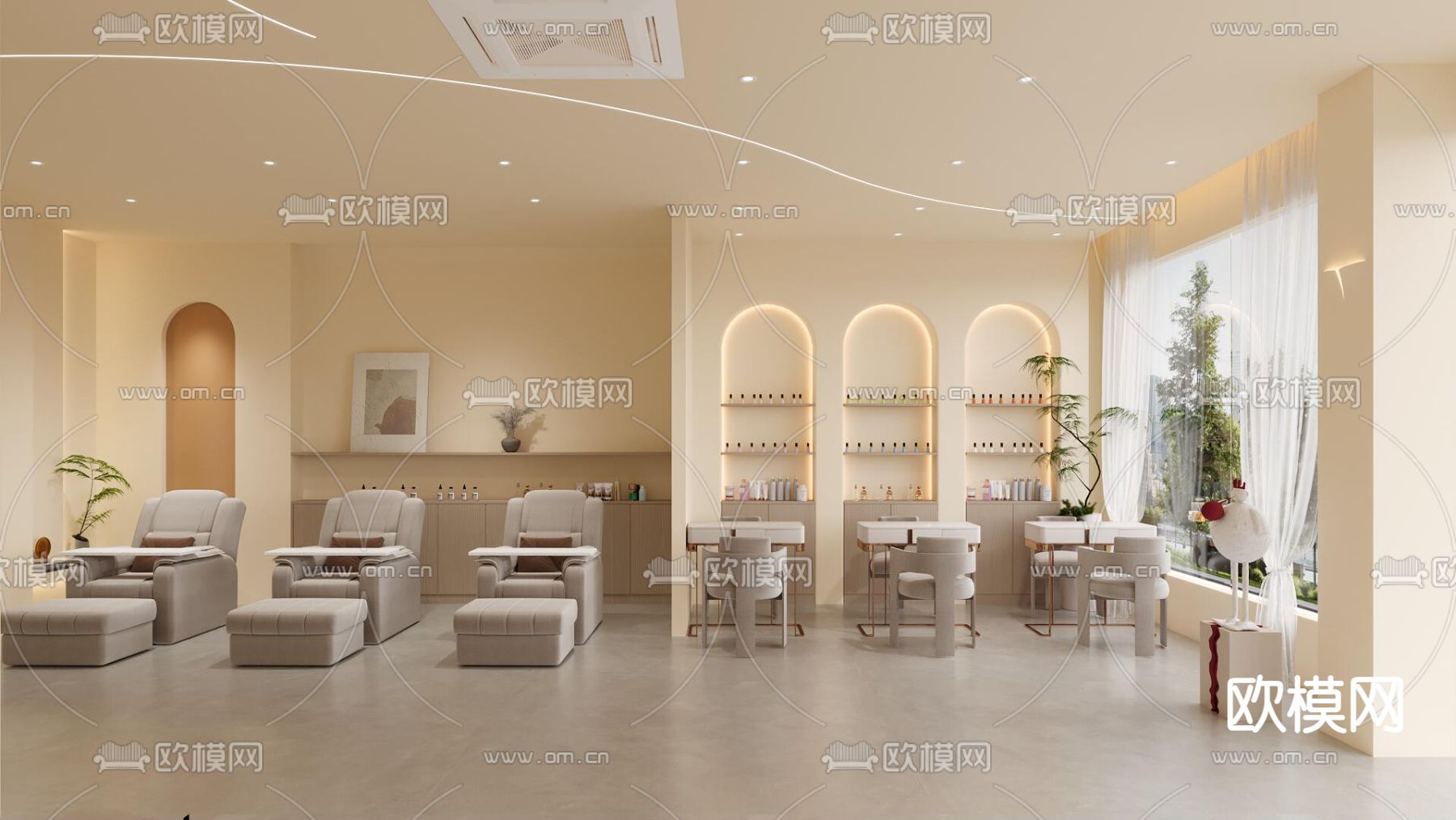 侘寂风化妆店3d模型下载（渲染图2）