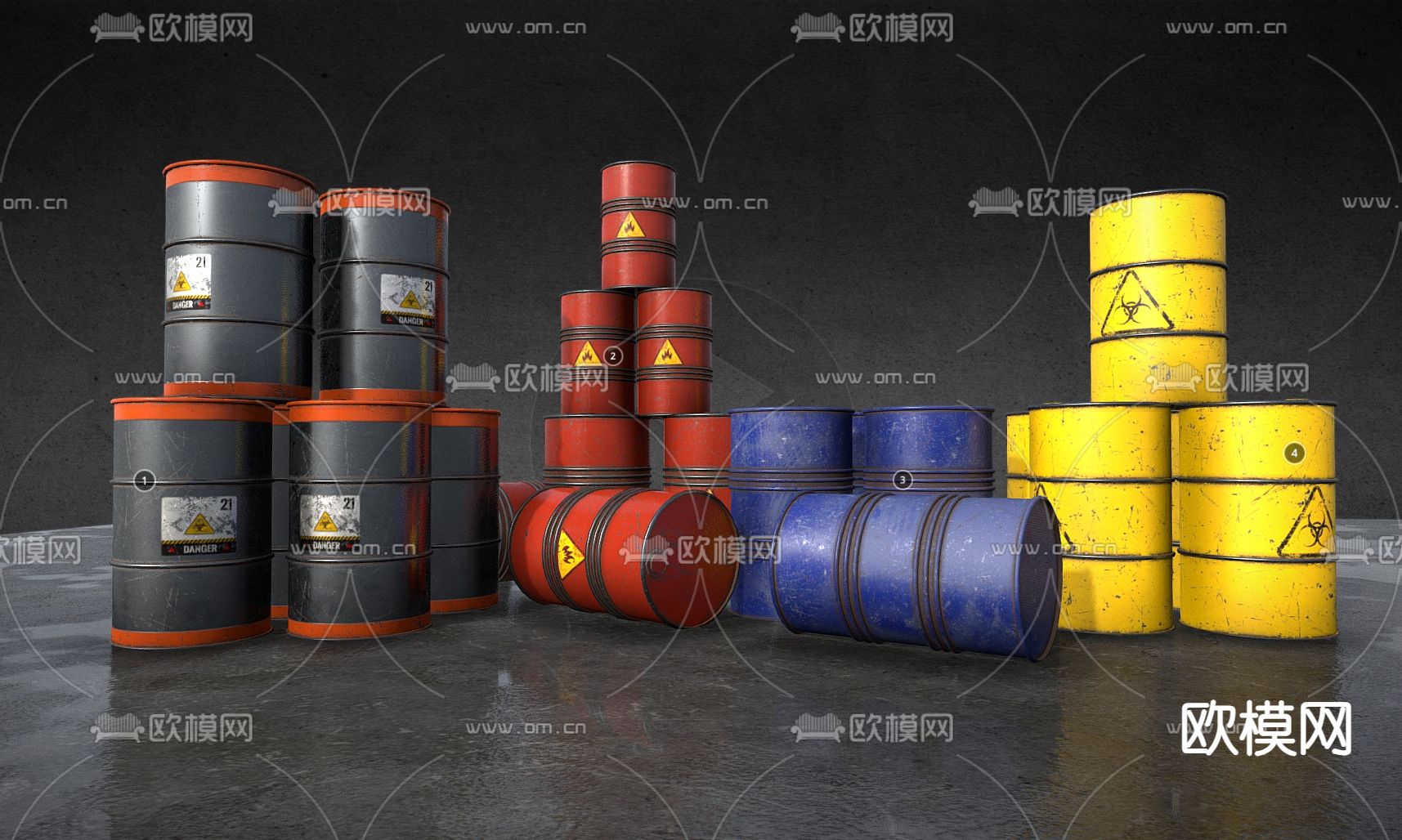 油桶 汽油桶 油漆桶 原料桶3d模型下载