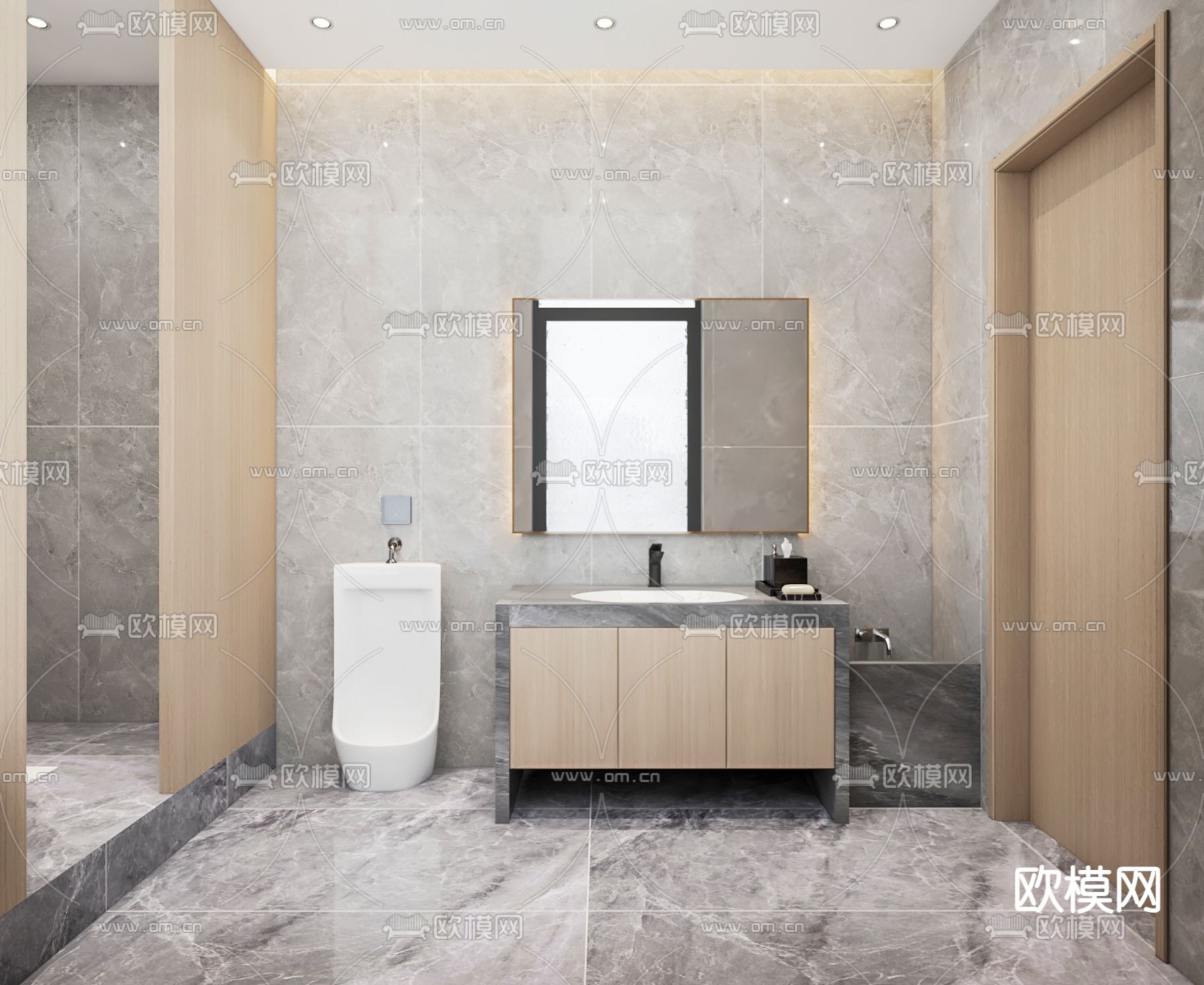 办公室洗手间 男厕3d模型下载（渲染图1）