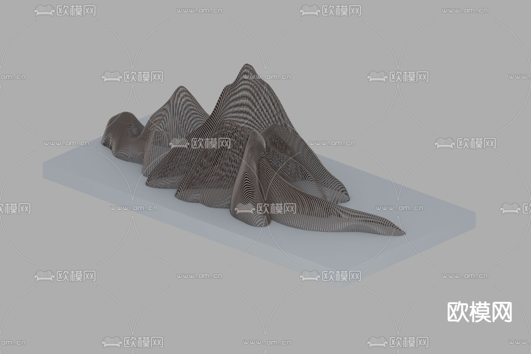 山形雕塑 山脉摆件3d模型下载
