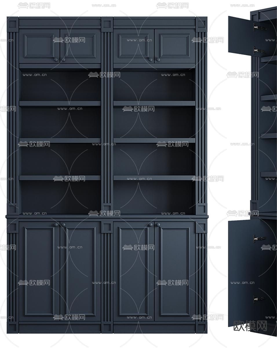 法式装饰柜 高柜 储物柜3d模型下载（渲染图1）