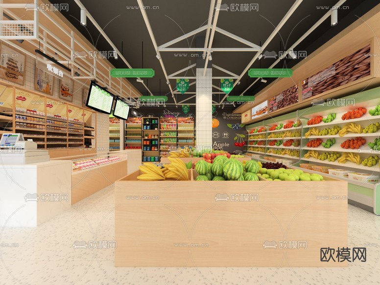 水果超市 水果店3d模型下载(渲染图4)