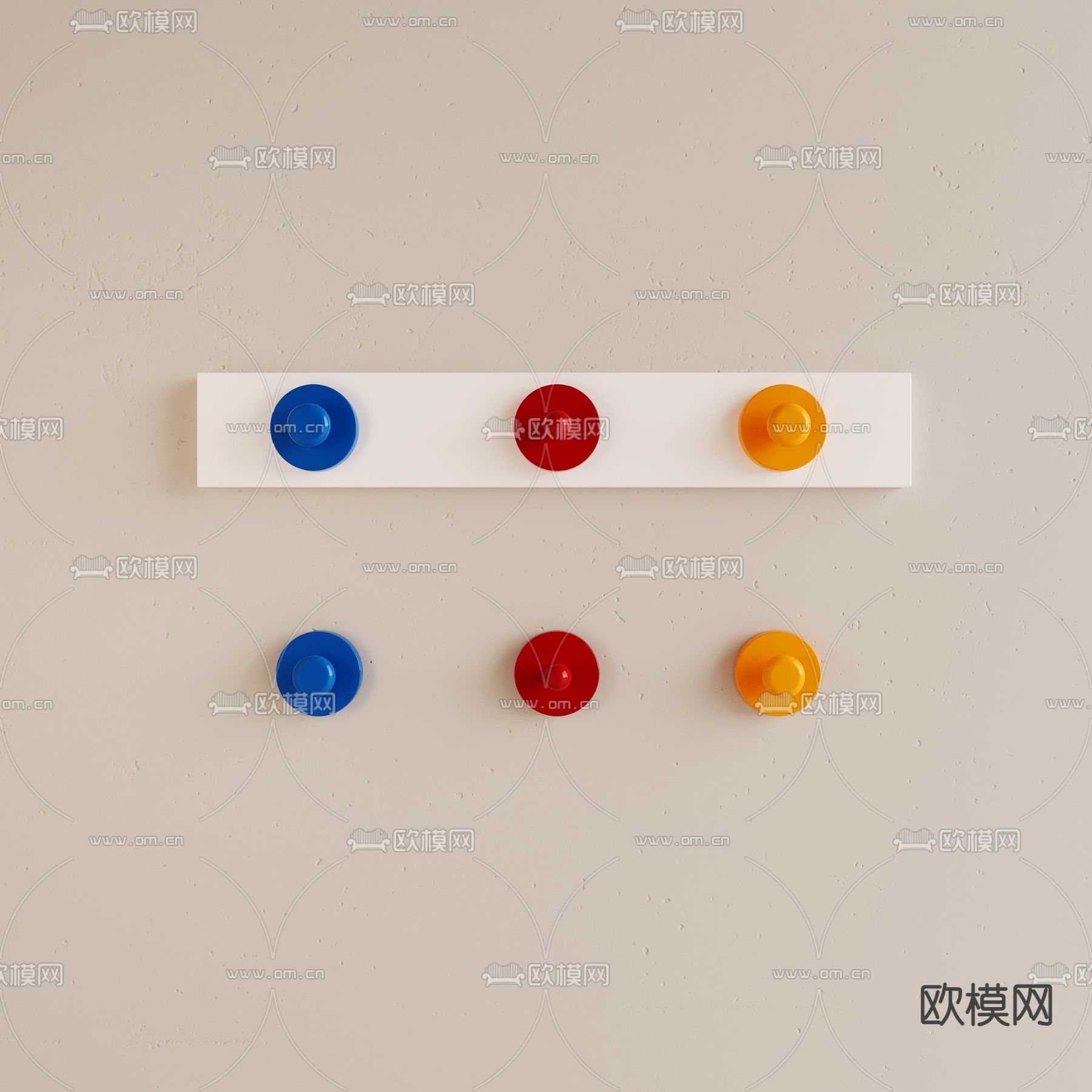 孟菲斯风挂衣架su模型下载（渲染图2）