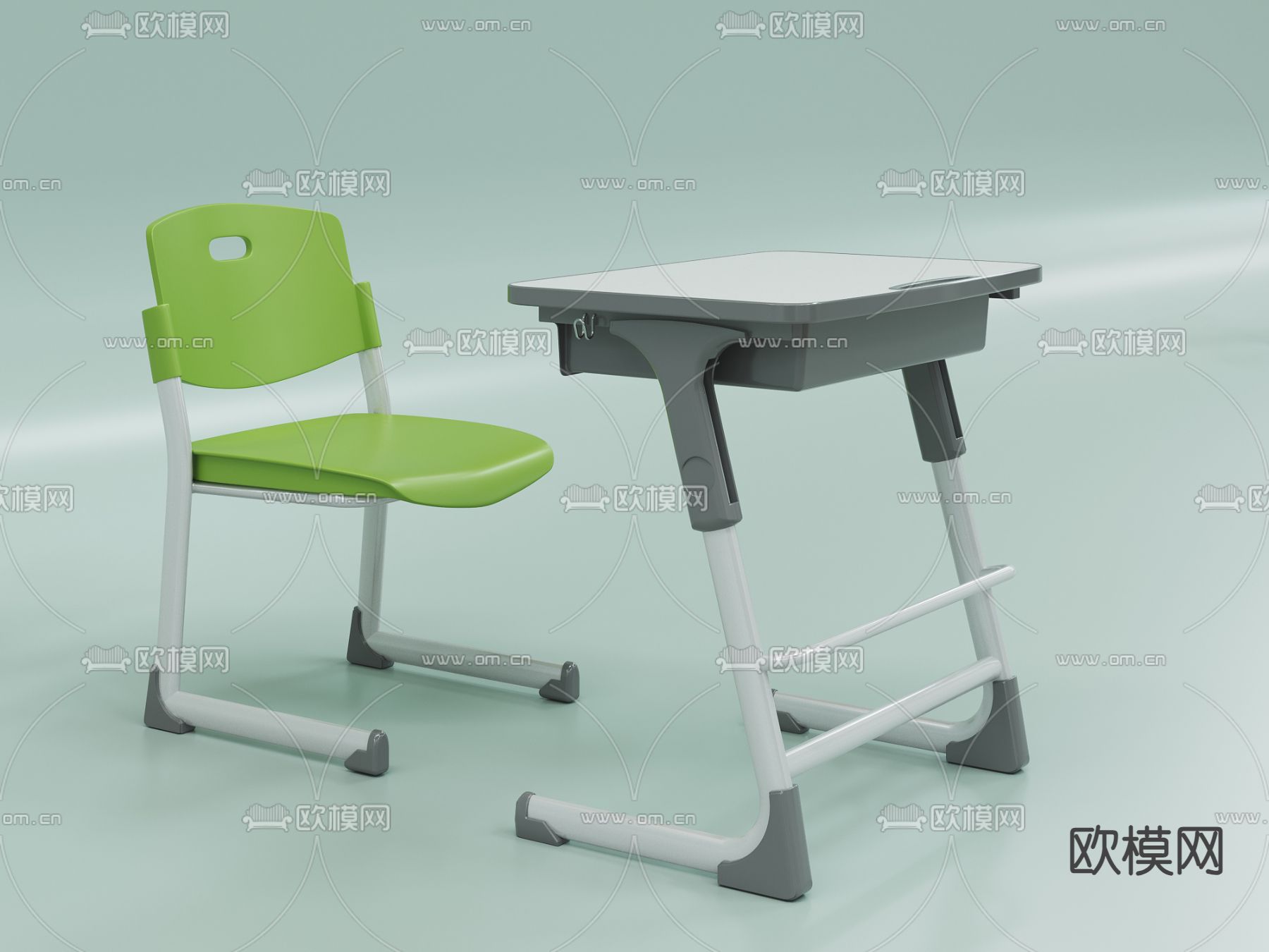 学习桌 儿童桌椅 课桌椅3d模型下载