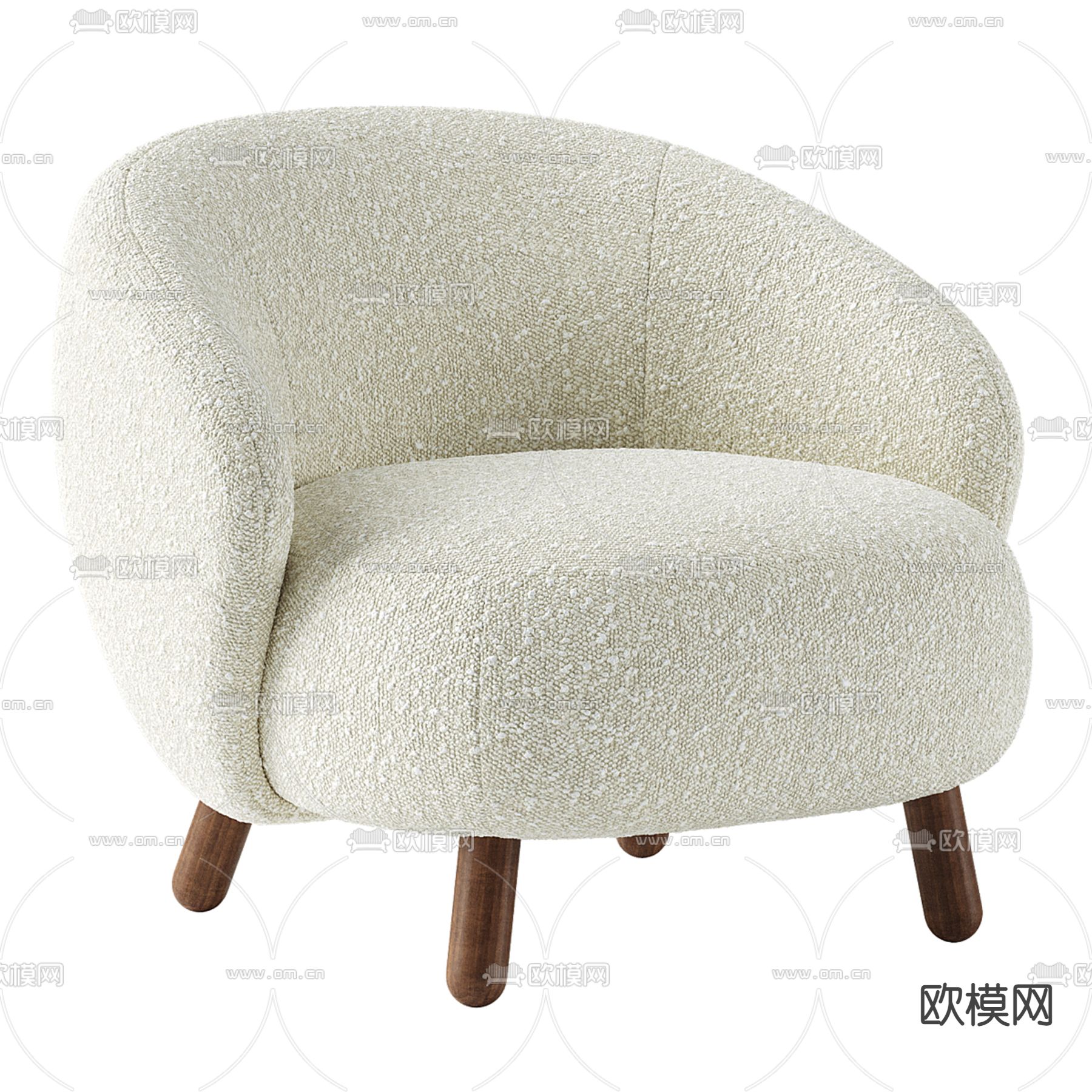 欧式 布艺休闲椅 椅子3d模型下载（渲染图2）