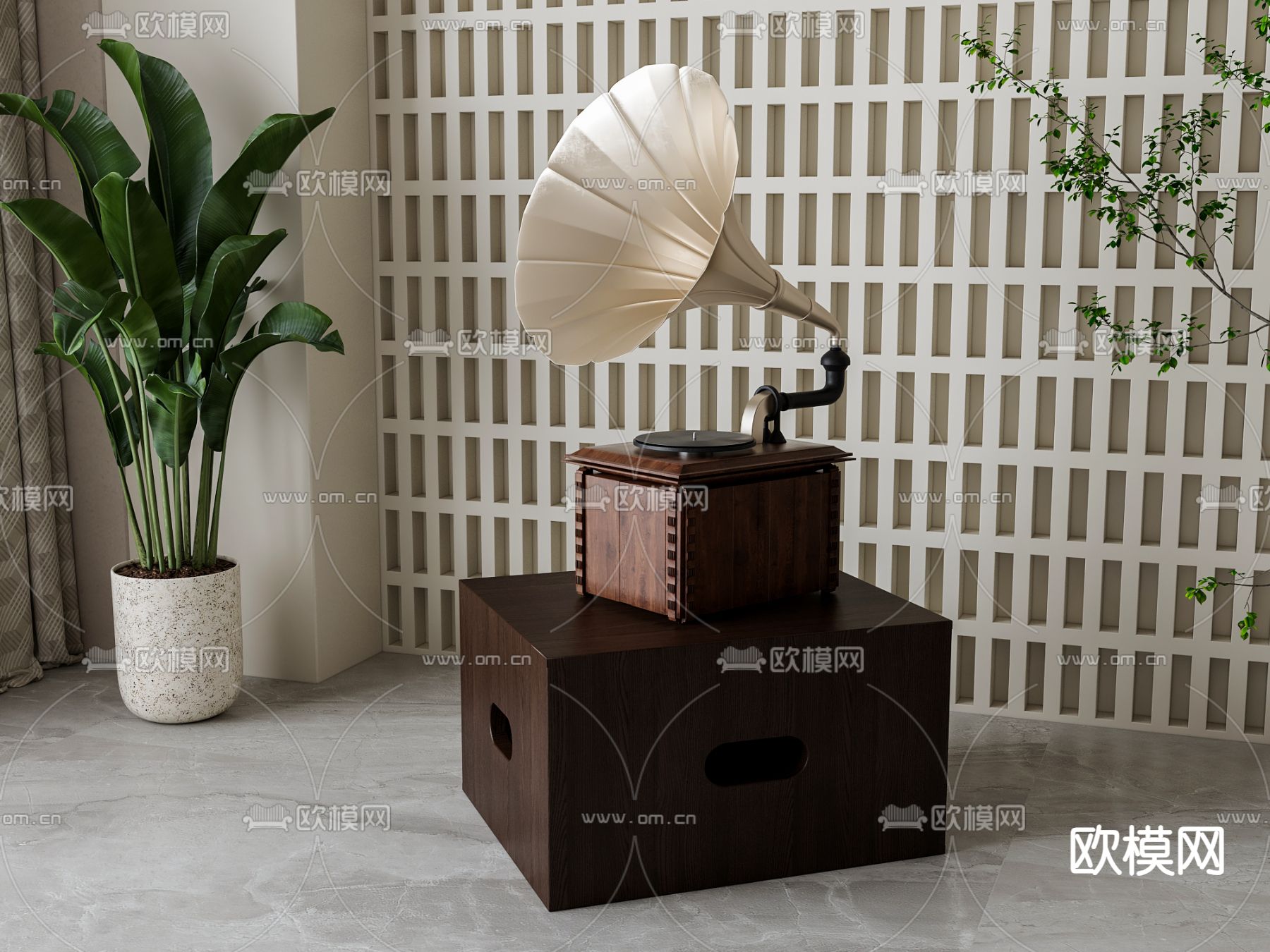 复古留声机3d模型下载