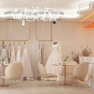  现代婚纱店su模型 