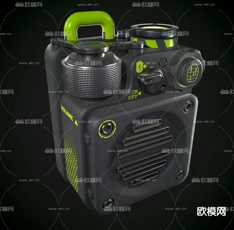 工业风音响 便携式扬声器3d模型下载（渲染图2）