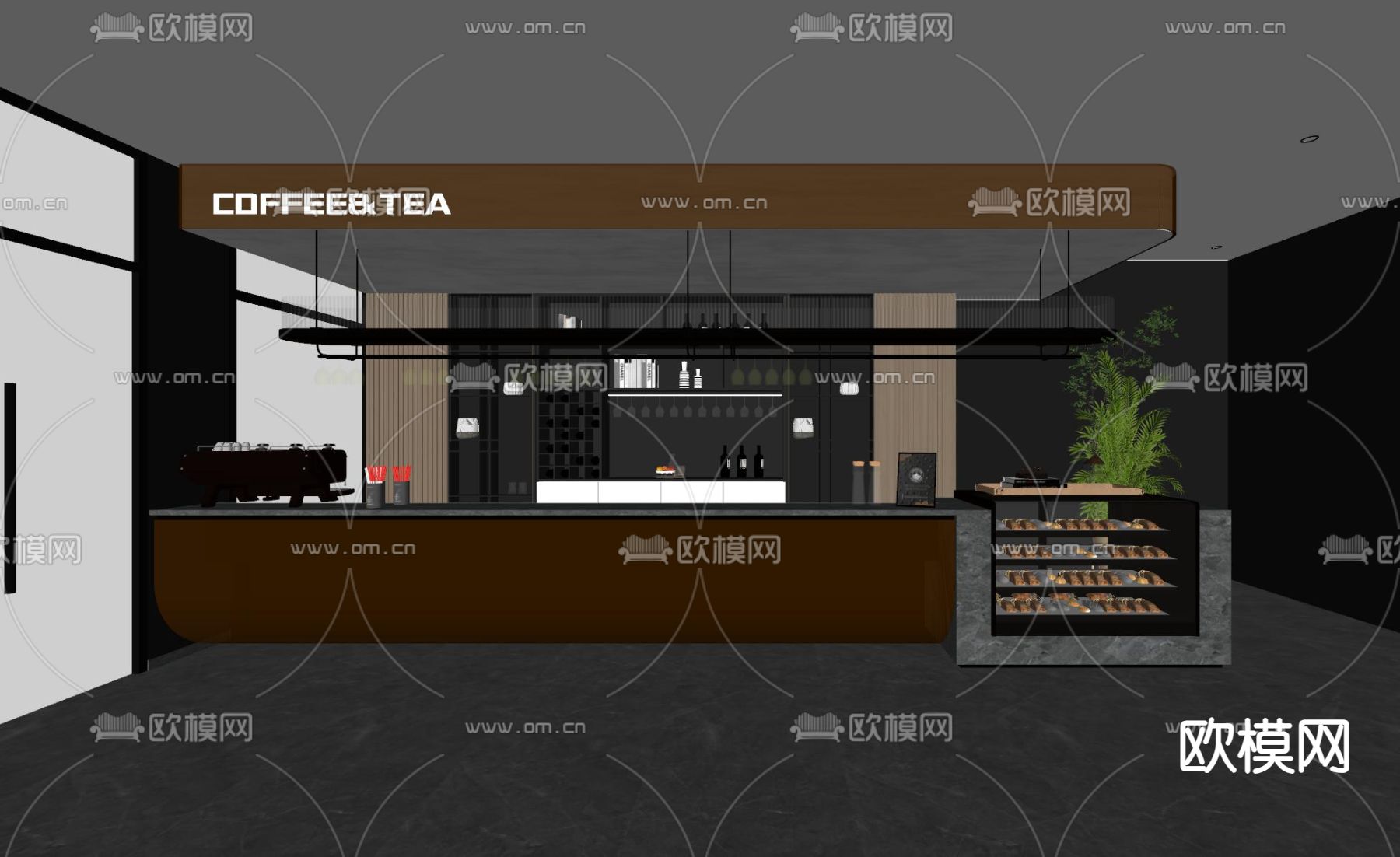 咖啡店 茶吧台su模型下载（渲染图1）