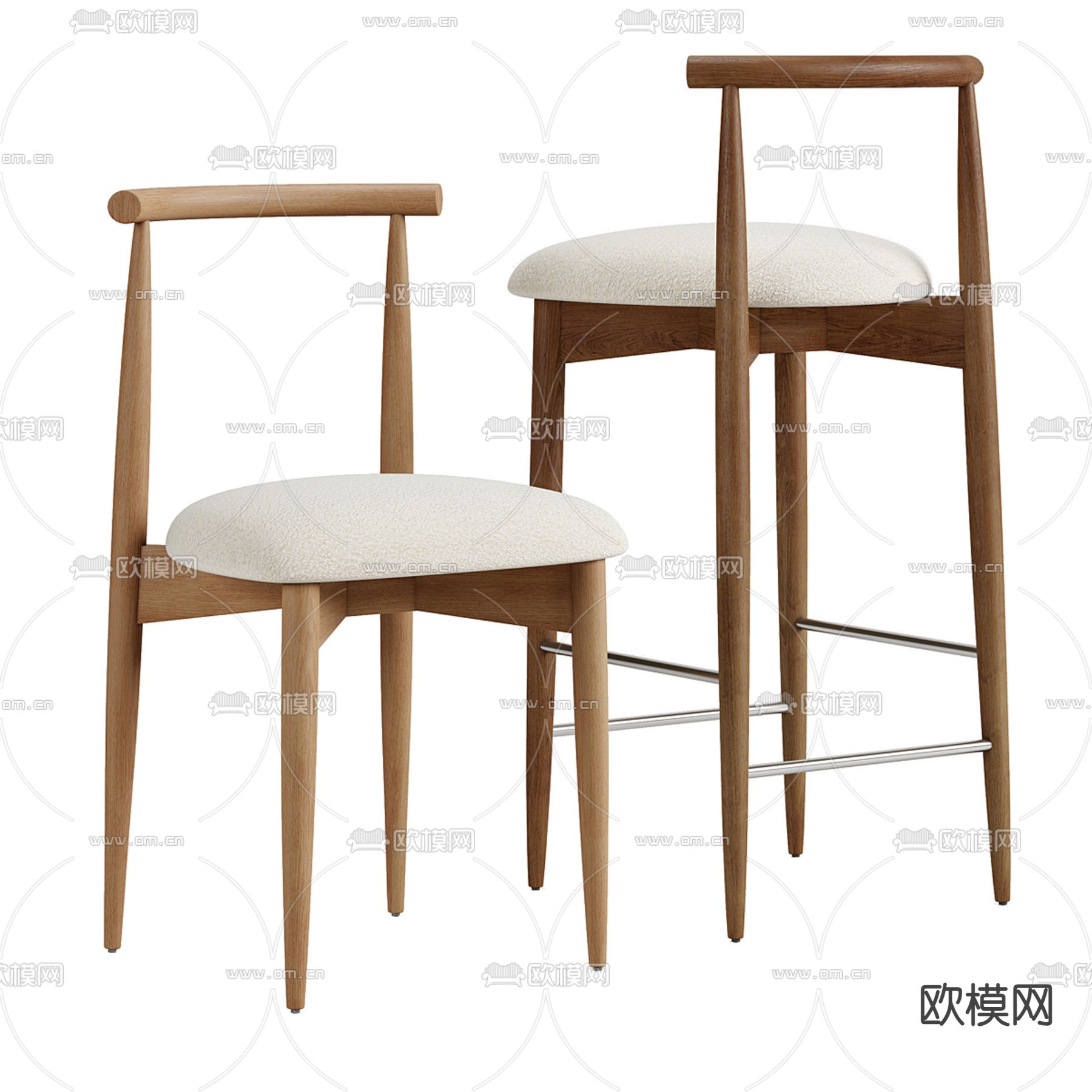 Romatti 北欧椅子 餐椅3d模型下载（渲染图2）