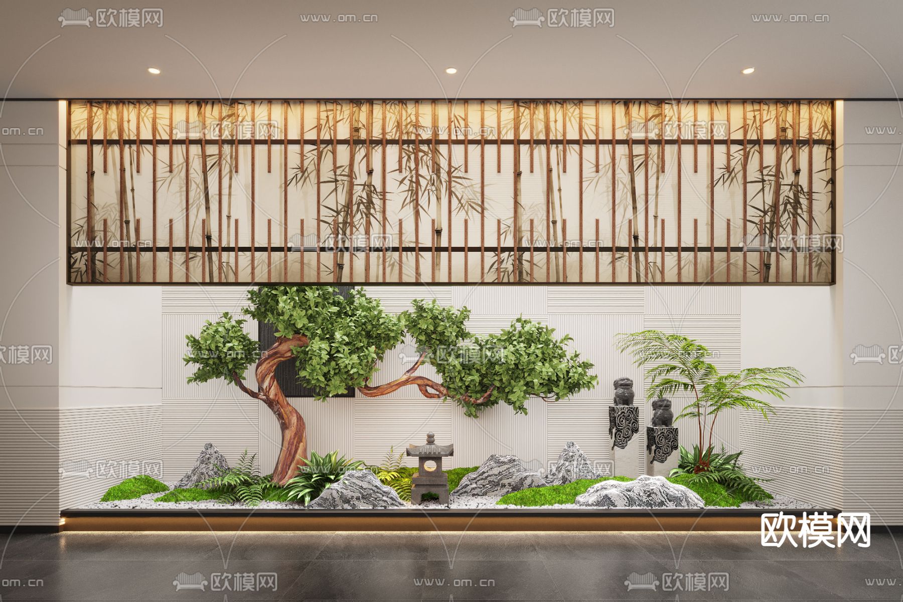 新中式 景观小品 室内造景3d模型下载