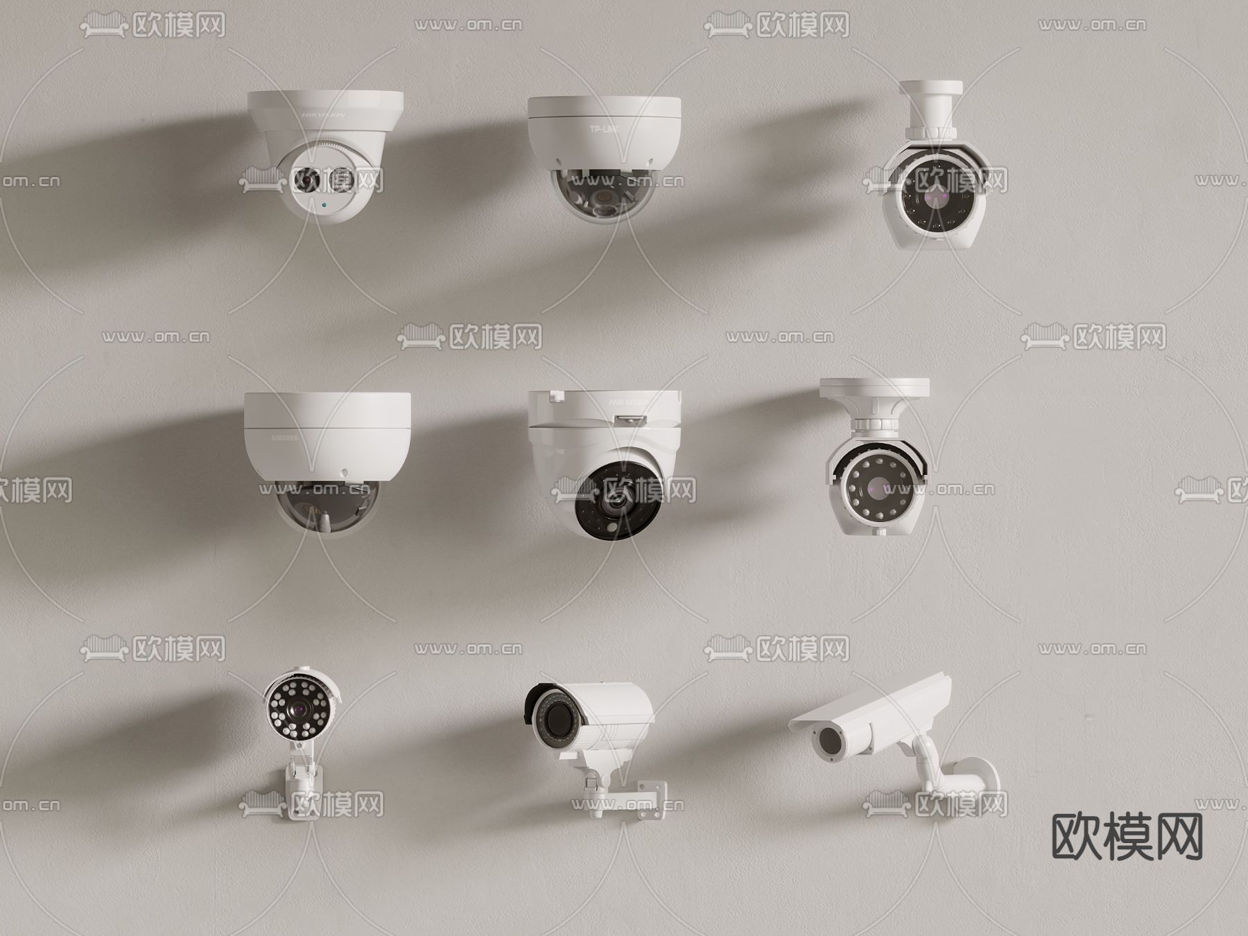 安防监控 摄像头 监控器3d模型下载