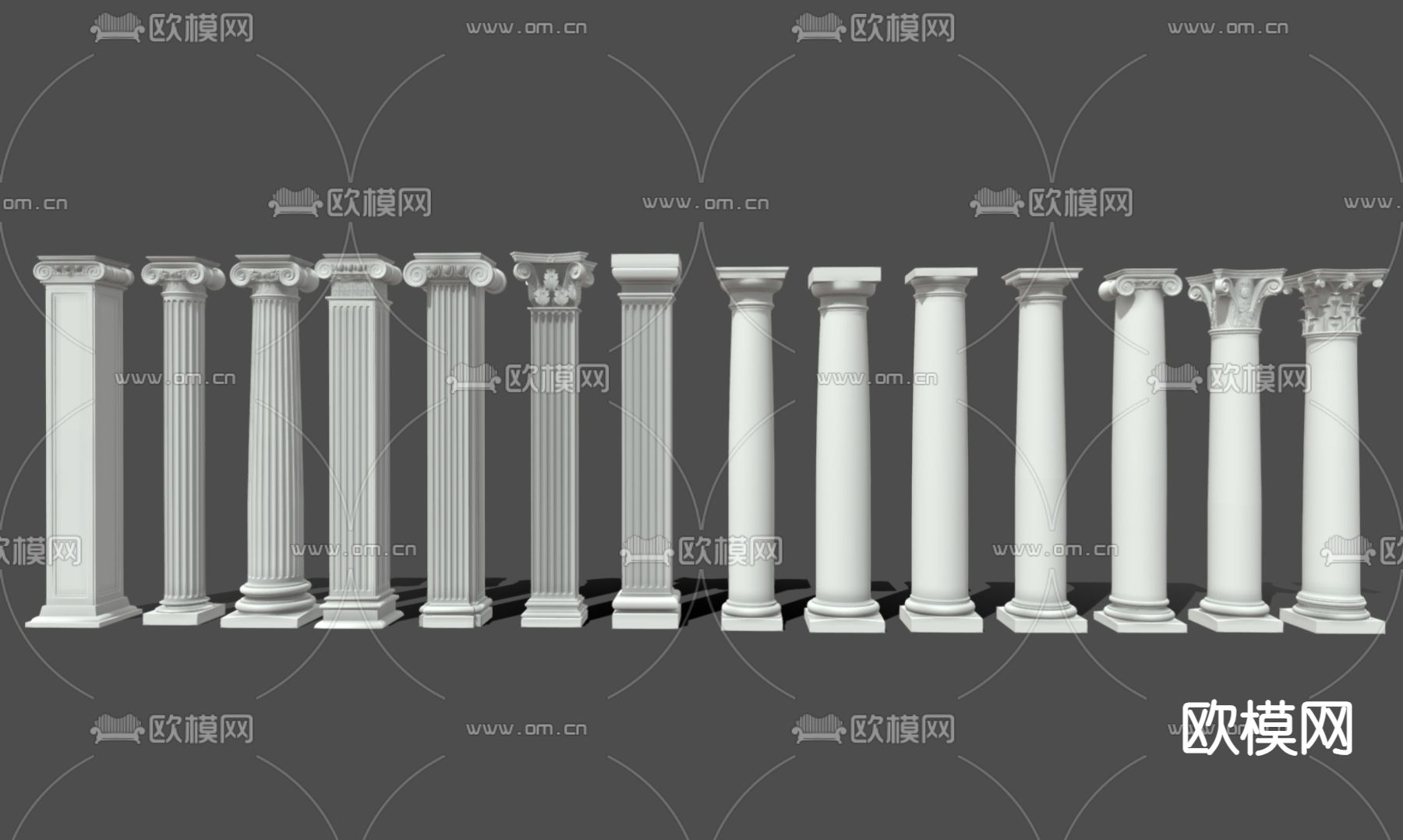 欧式柱子 罗马柱 装饰柱 圆柱3d模型下载