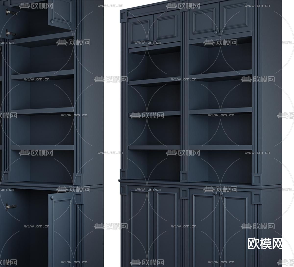 法式装饰柜 高柜 储物柜3d模型下载（渲染图2）