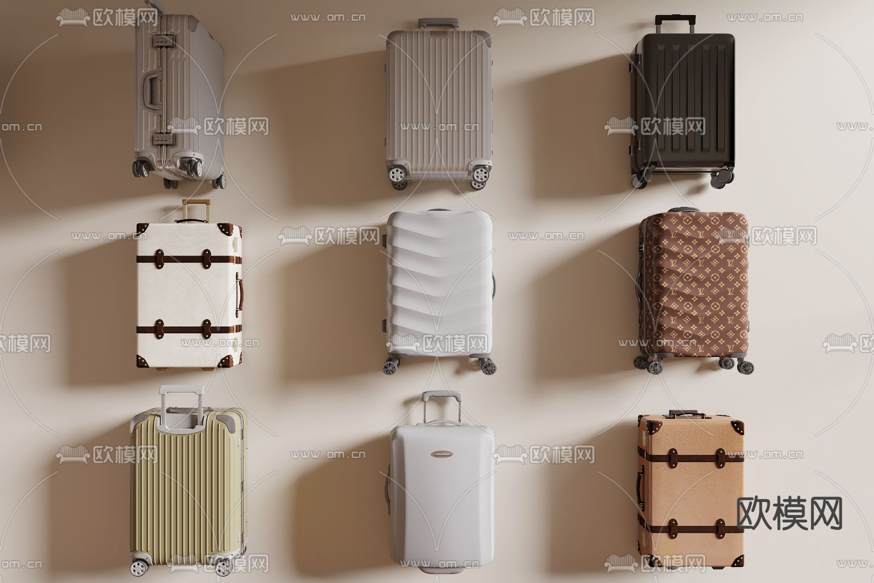 行李箱 拉杆箱 旅行箱3d模型下载