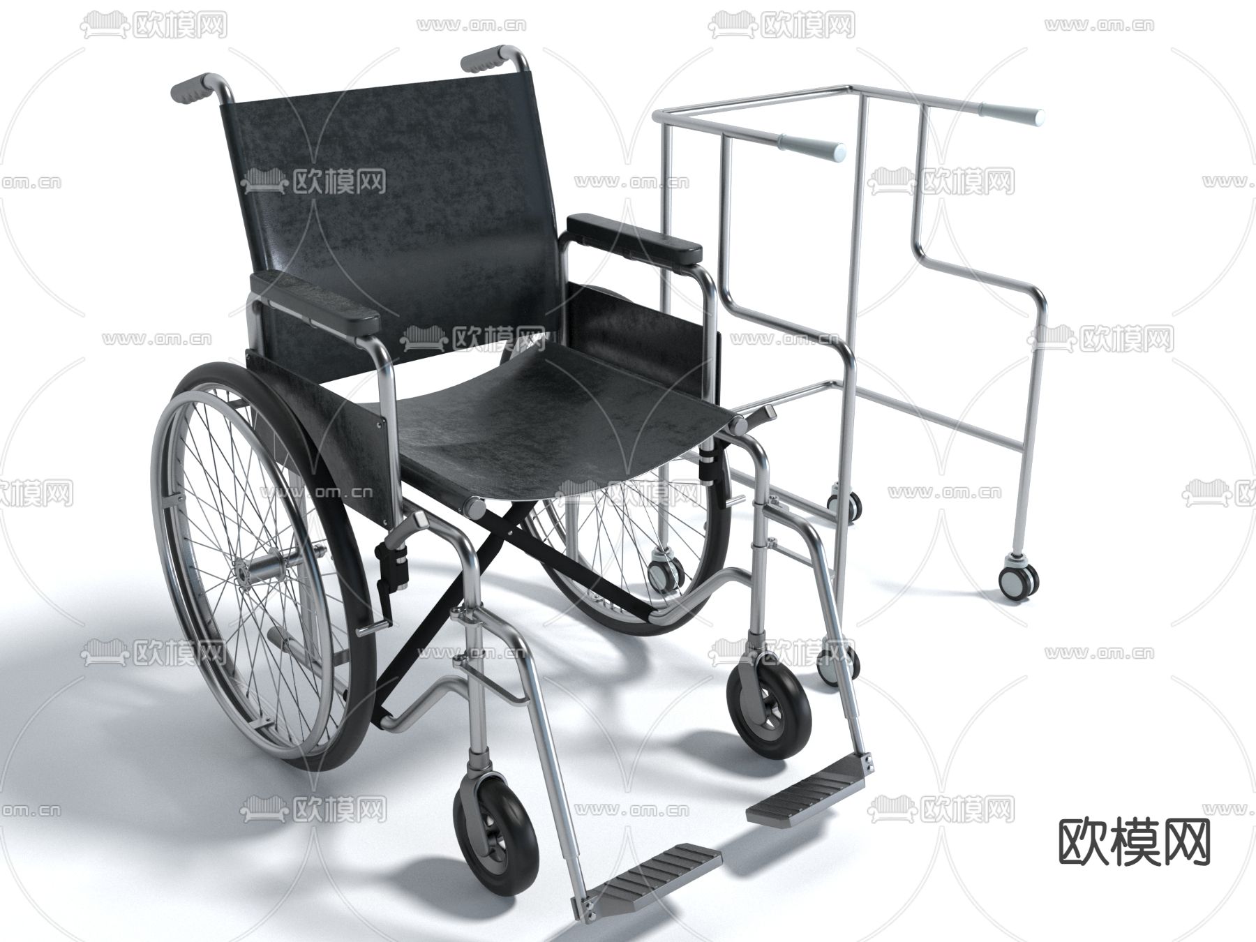 医疗器材 轮椅 康复工具 拐杖3d模型下载